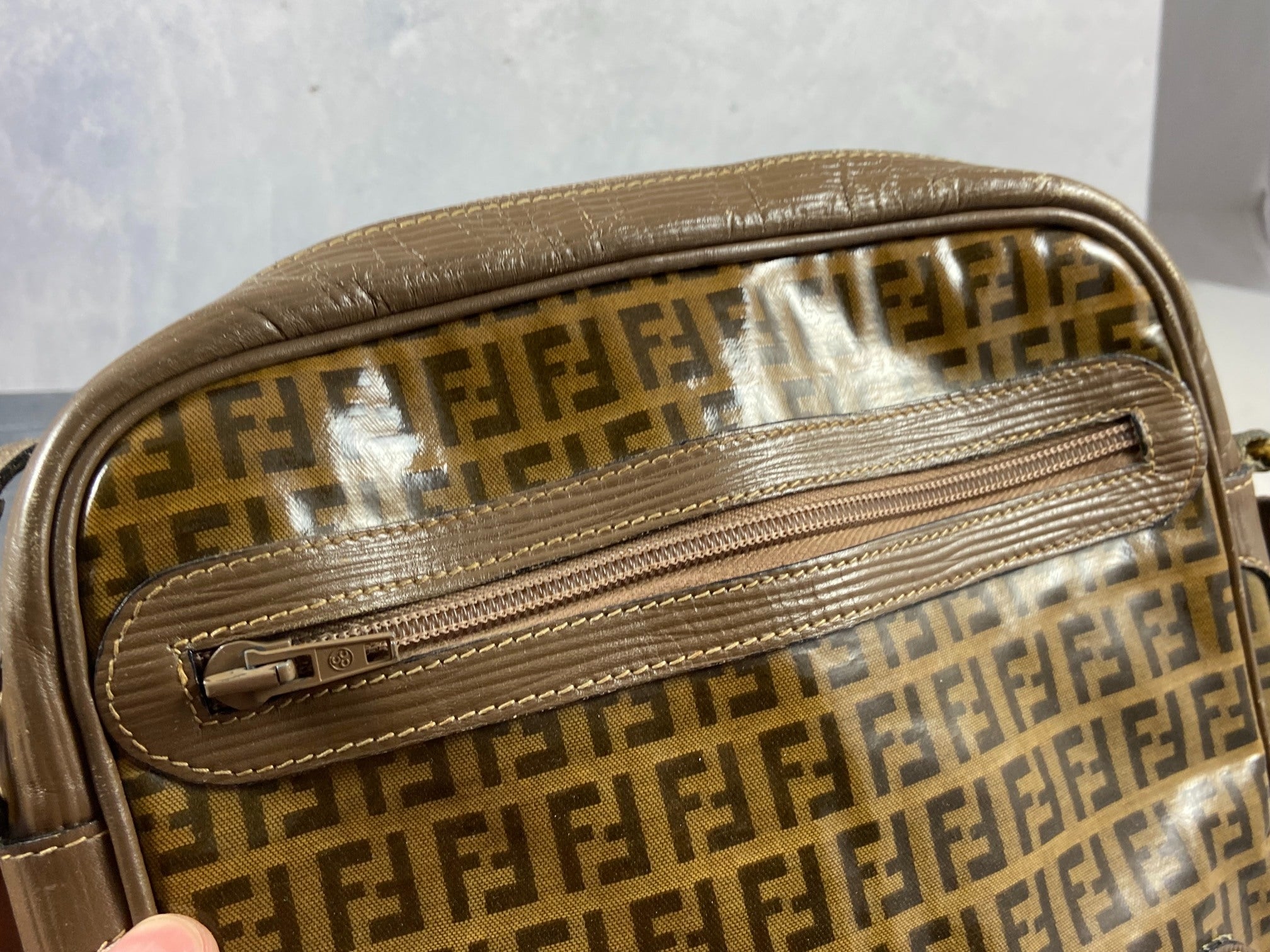 Fendi Shoulder Bag Beige Zucchino Monogram