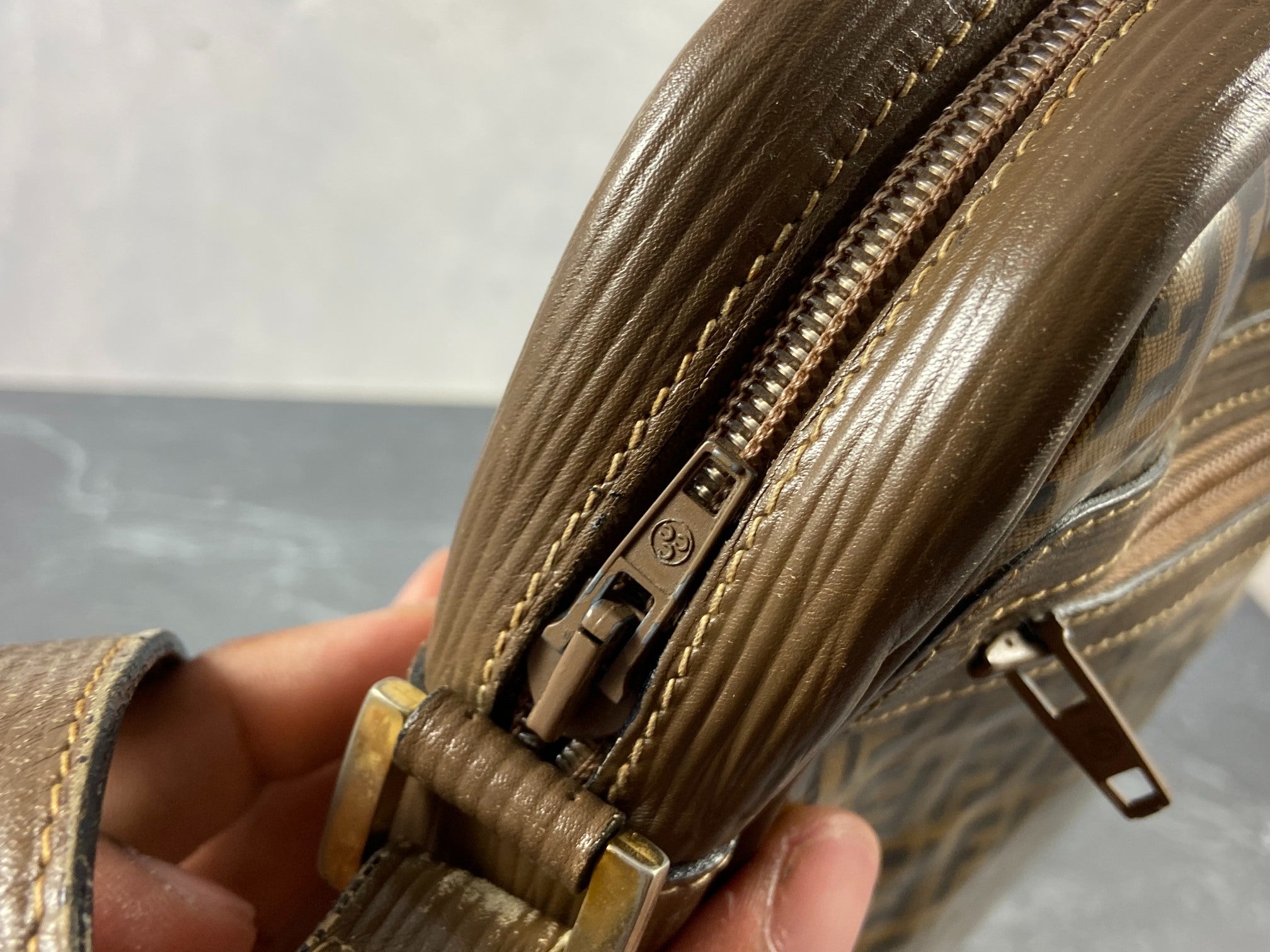 Fendi Shoulder Bag Beige Zucchino Monogram