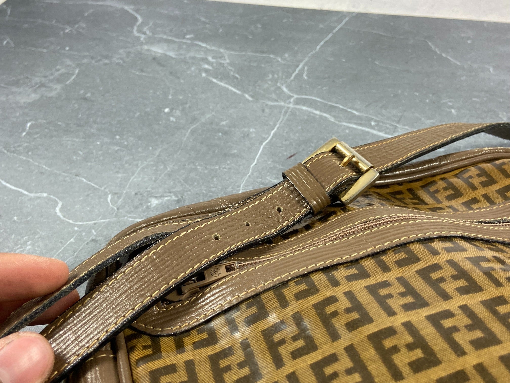 Fendi Shoulder Bag Beige Zucchino Monogram
