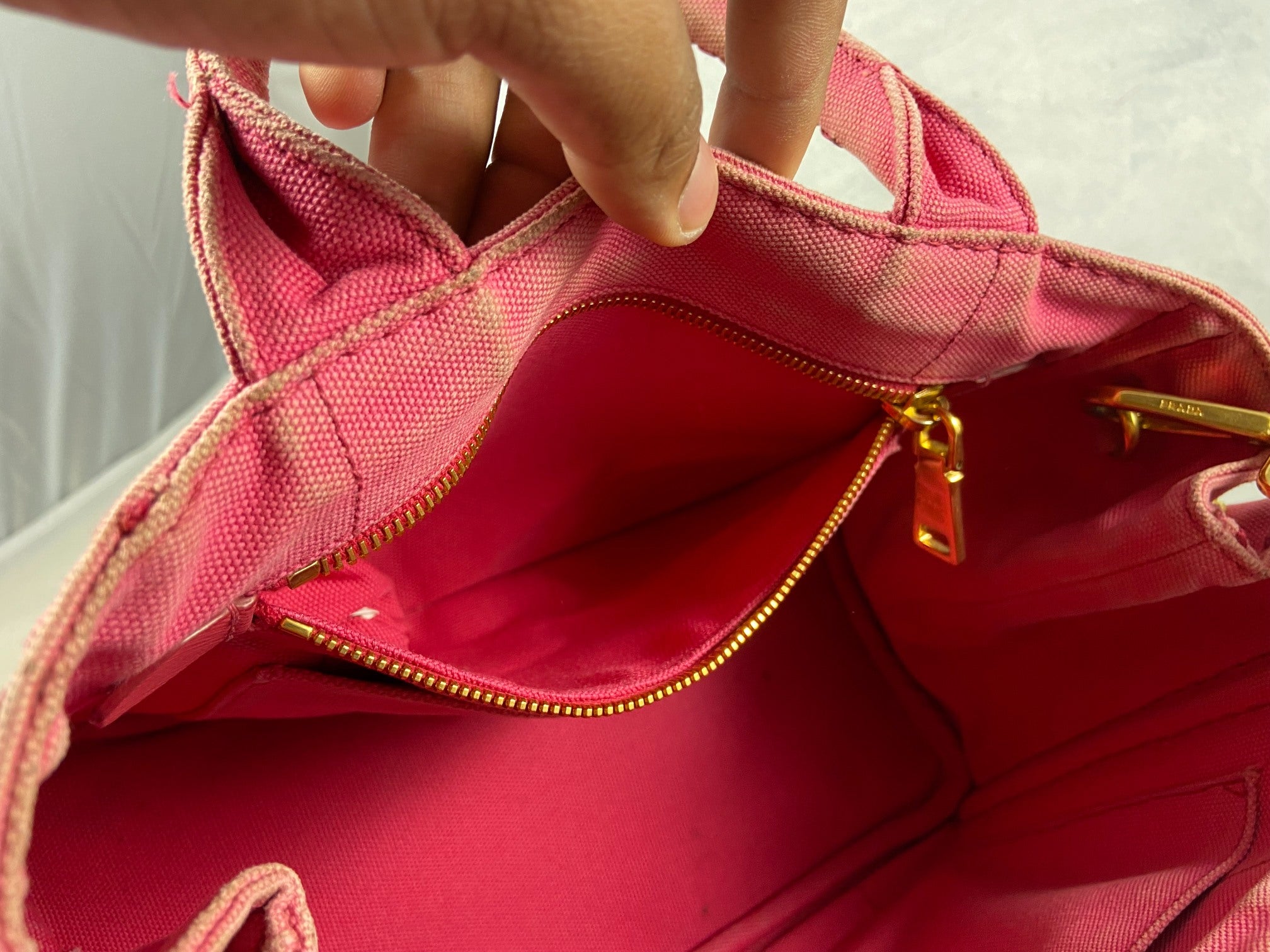 Prada 1BG439 Canapa Tote / Shoulder Bag Peonia