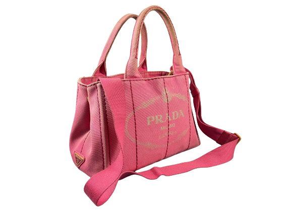 Prada 1BG439 Canapa Tote / Shoulder Bag Peonia