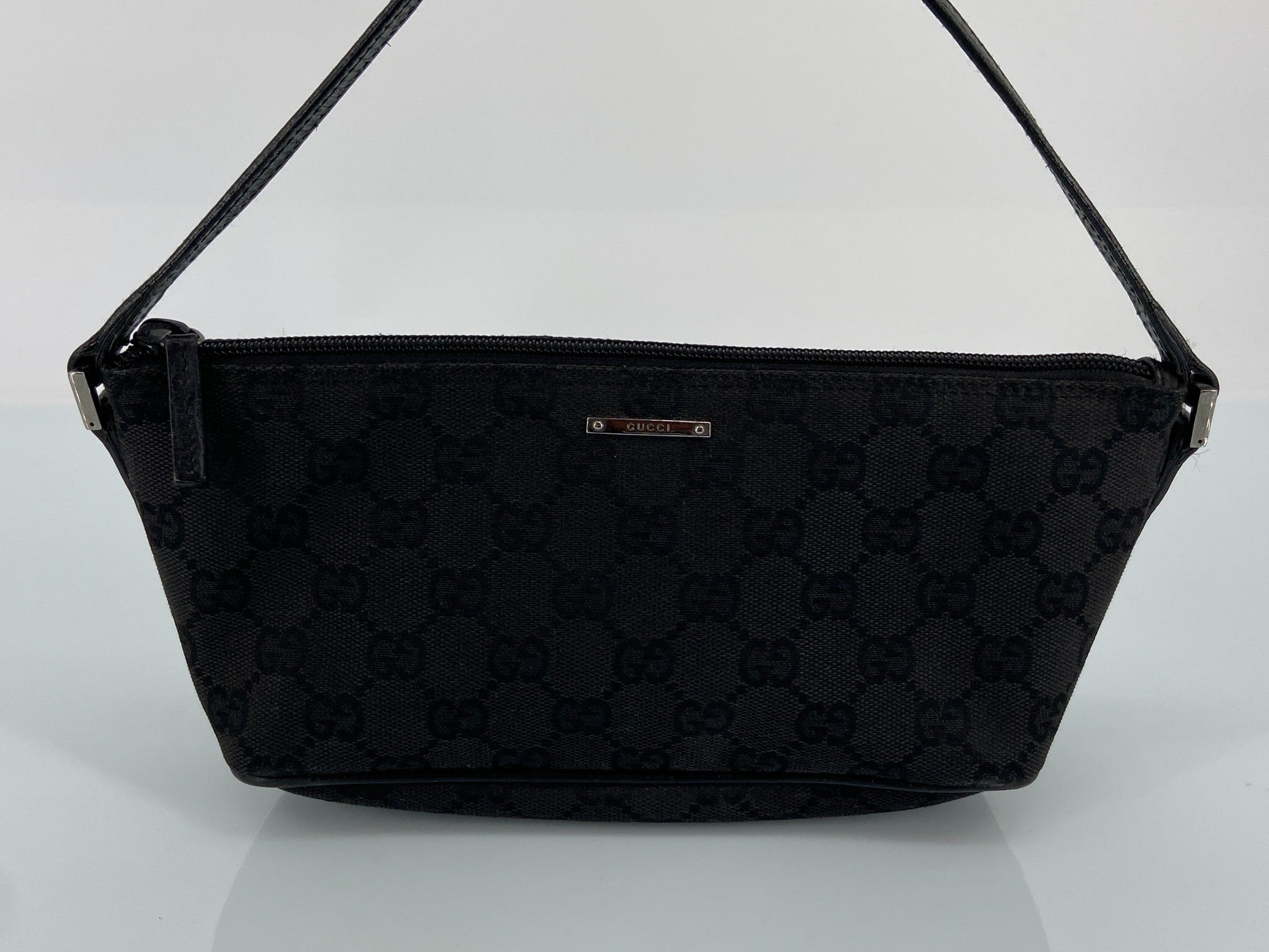 Gucci Banana Boat Accessory Pouch Black GG Monogram