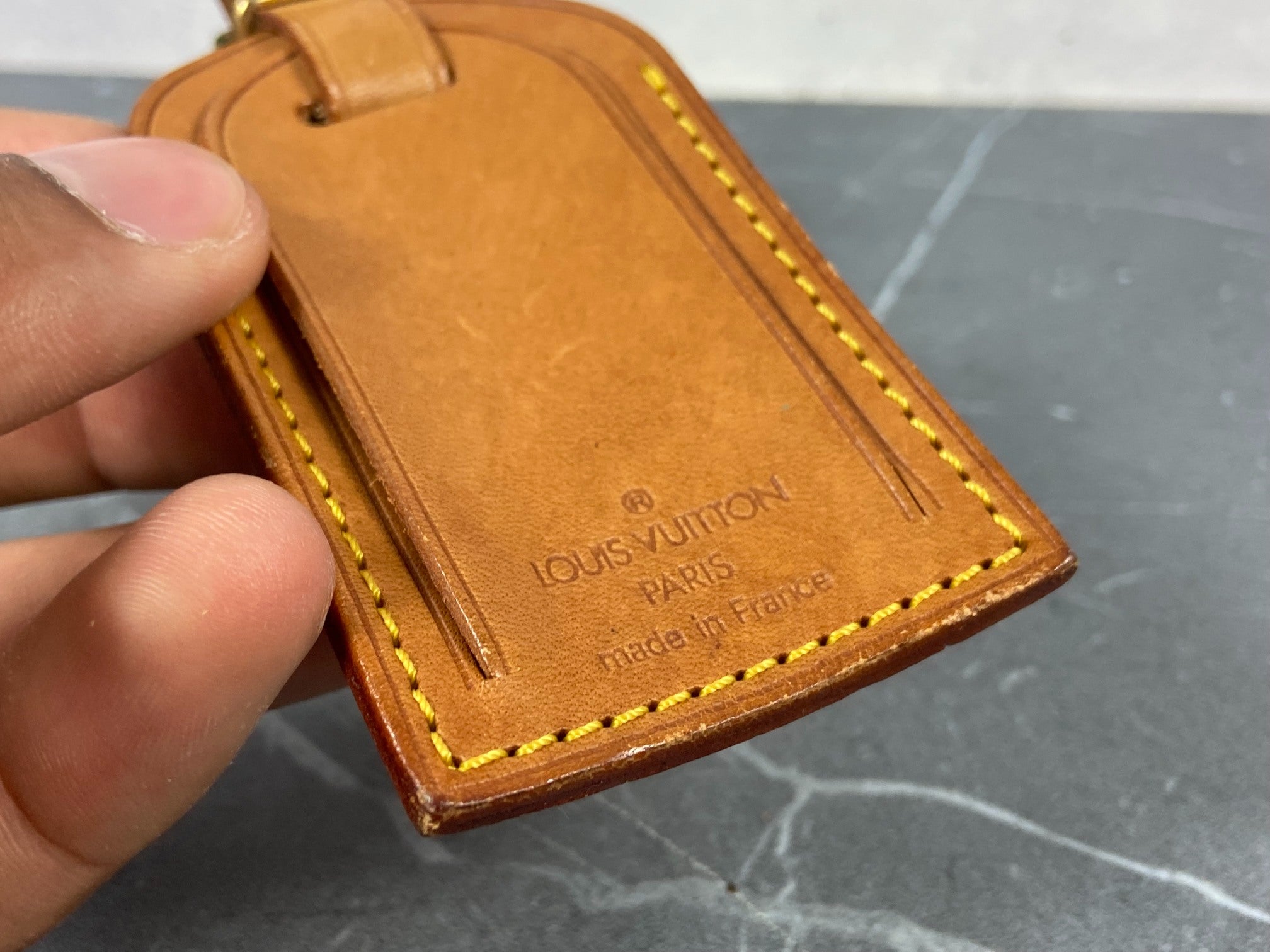 Louis Vuitton Luggage Tag & Handle Belt Beige Vachetta Leather