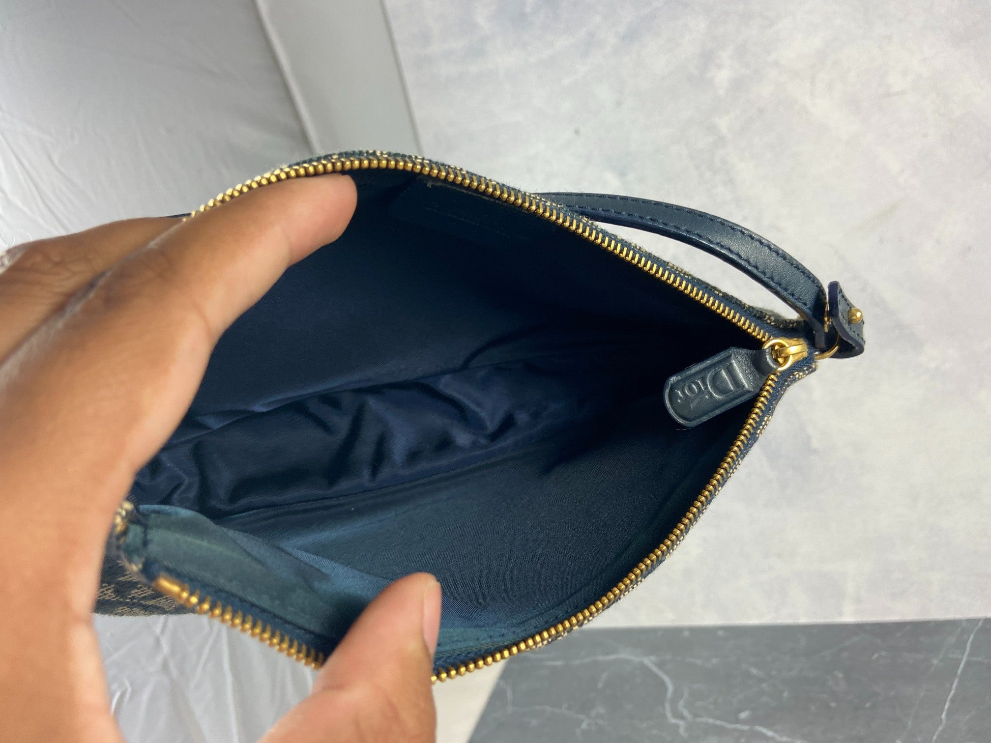 Christian Dior Saddle Pochette / Mini / Hobo Bag Navy Trotter Monogram