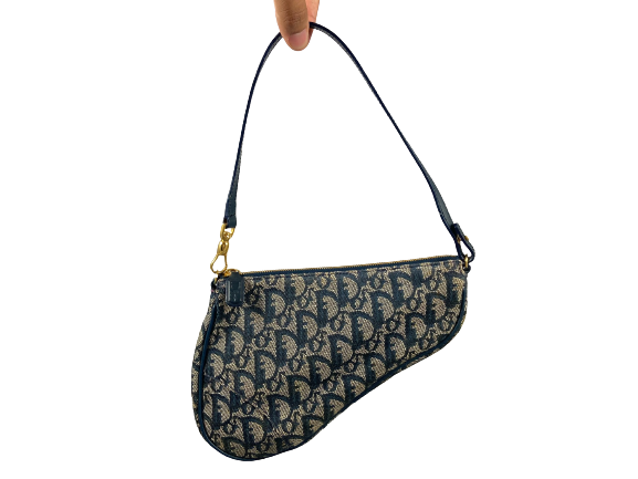 Christian Dior Saddle Pochette / Mini / Hobo Bag Navy Trotter Monogram