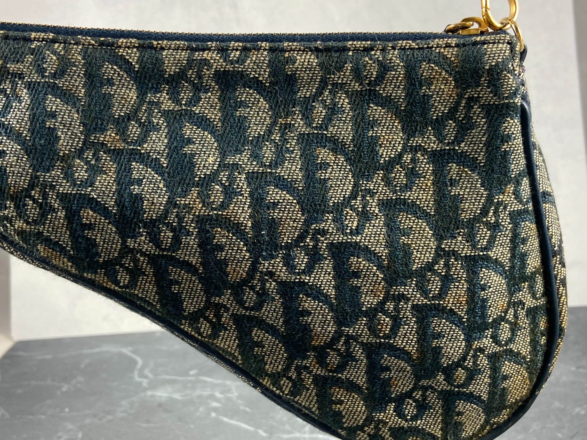 Christian Dior Saddle Pochette / Mini / Hobo Bag Navy Trotter Monogram