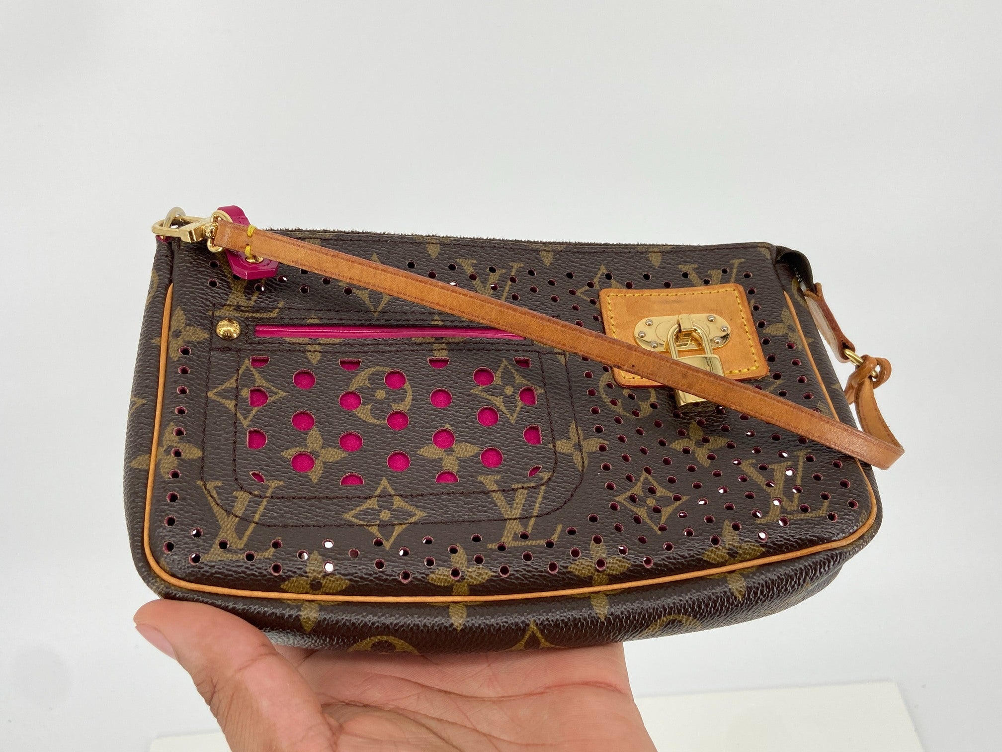 Louis Vuitton Perforated Pochette Accessoires Monogram Canvas Fuchsia incl. Dustbag