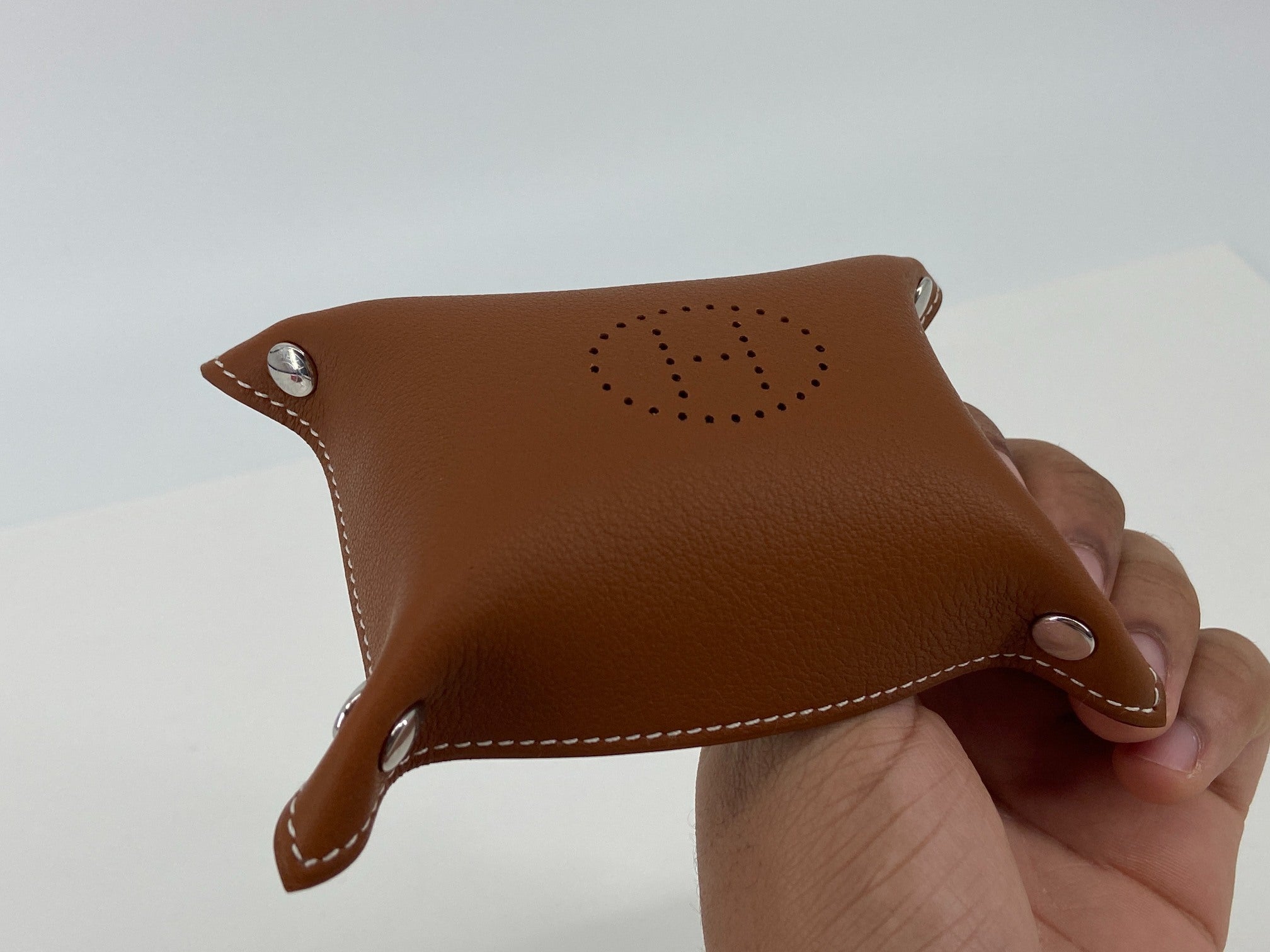 Hermès Mises et Relances Catchall Tray Blue / Brown leather incl. Box