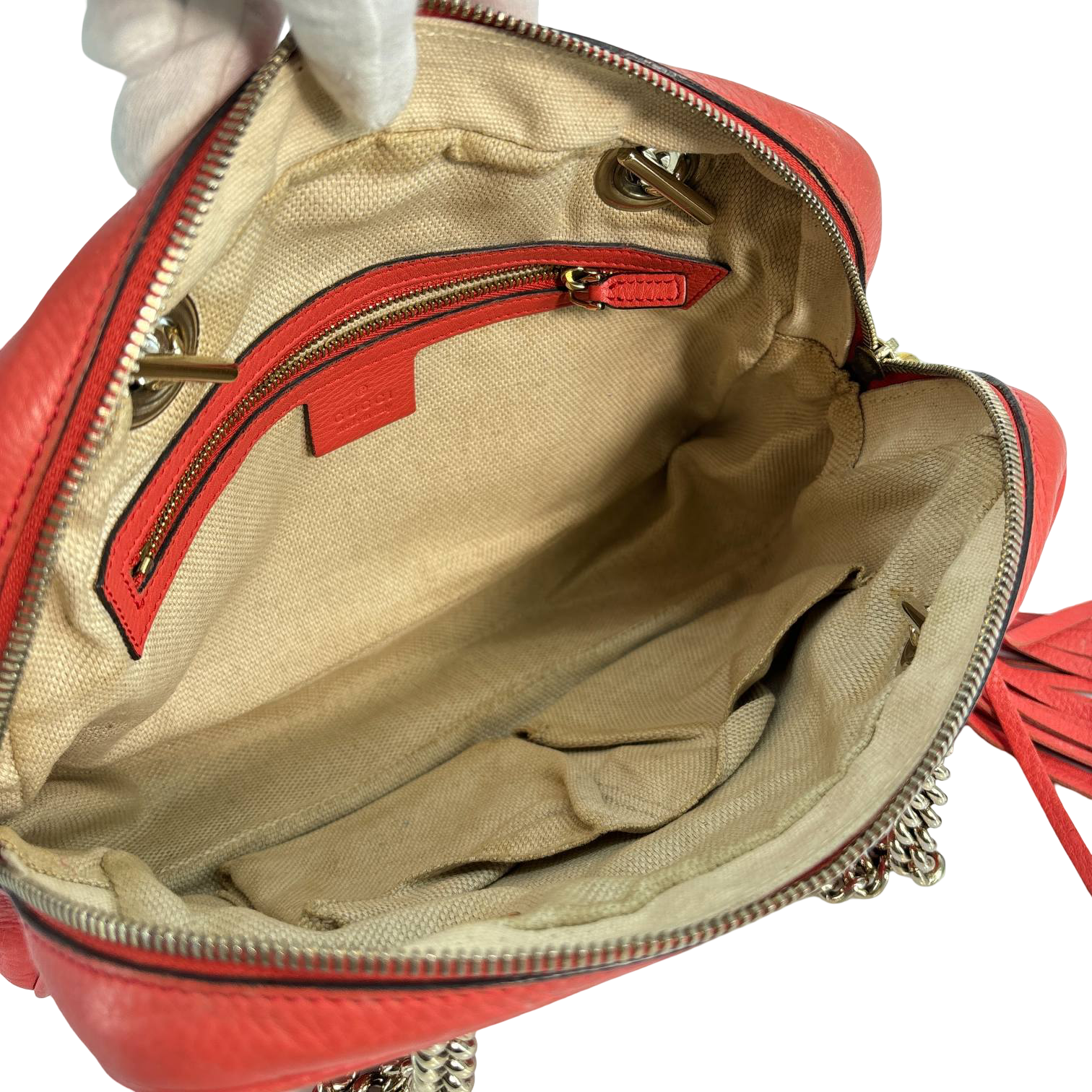 Gucci Soho Interlocking Chain Bag Red Leather