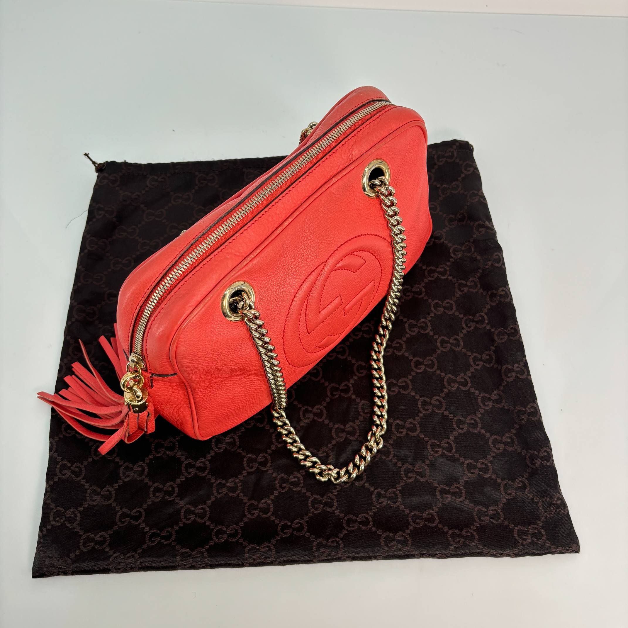 Gucci Soho Interlocking Chain Bag Red Leather
