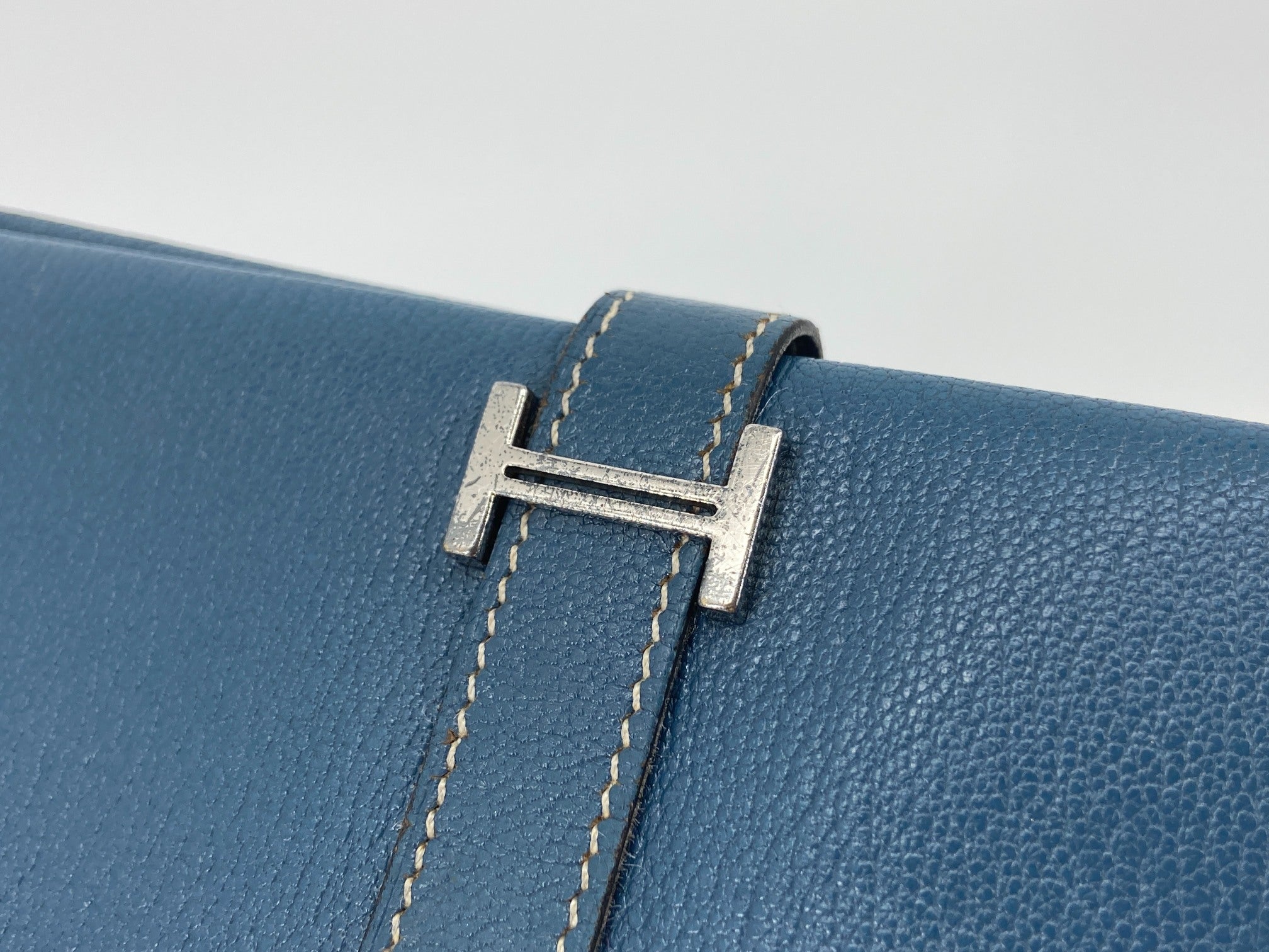 Hermès Béarn Wallet Blue Leather incl. Dustbag
