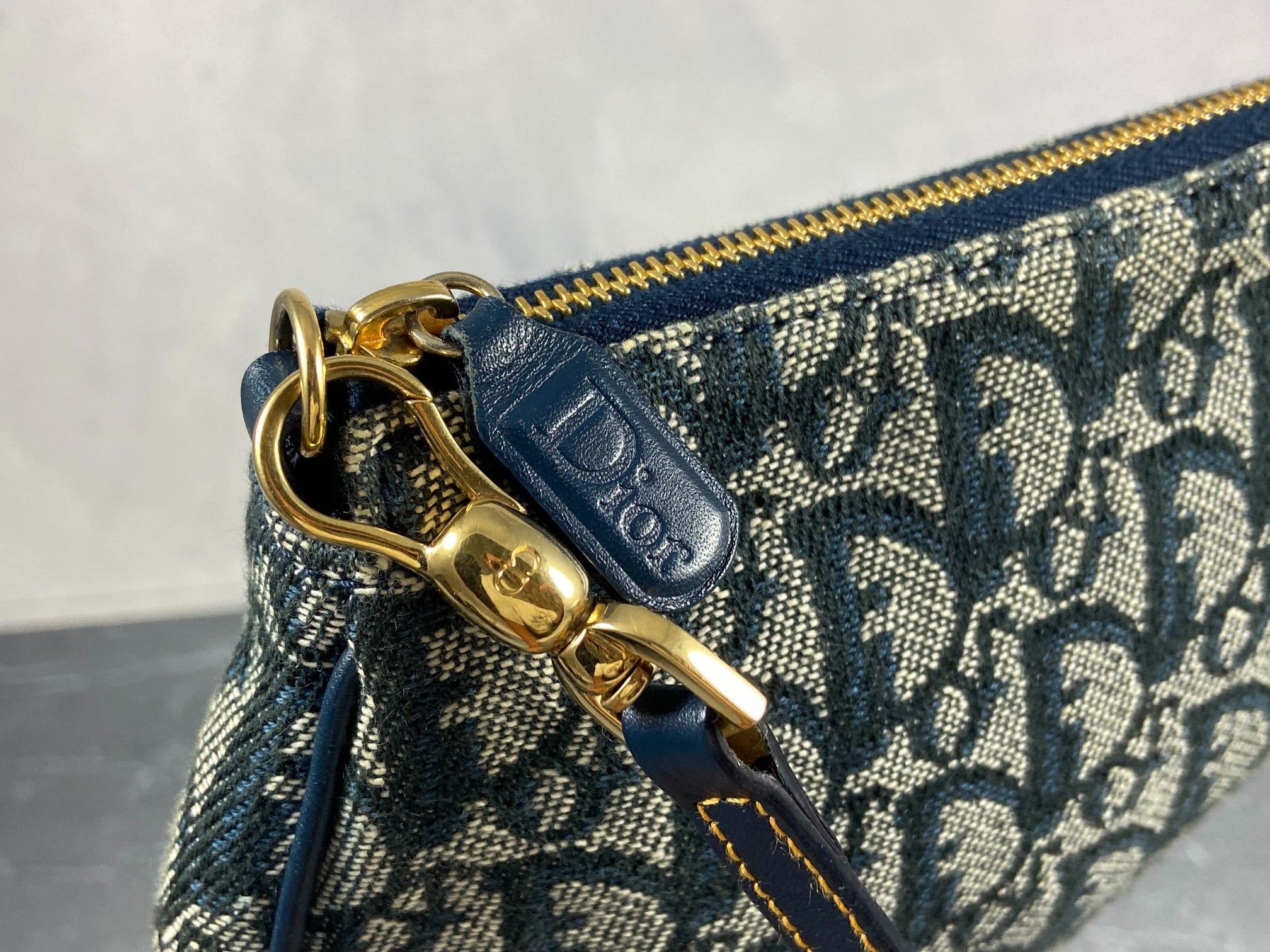 Christian Dior Saddle Pochette / Mini / Hobo Bag Navy Trotter Monogram