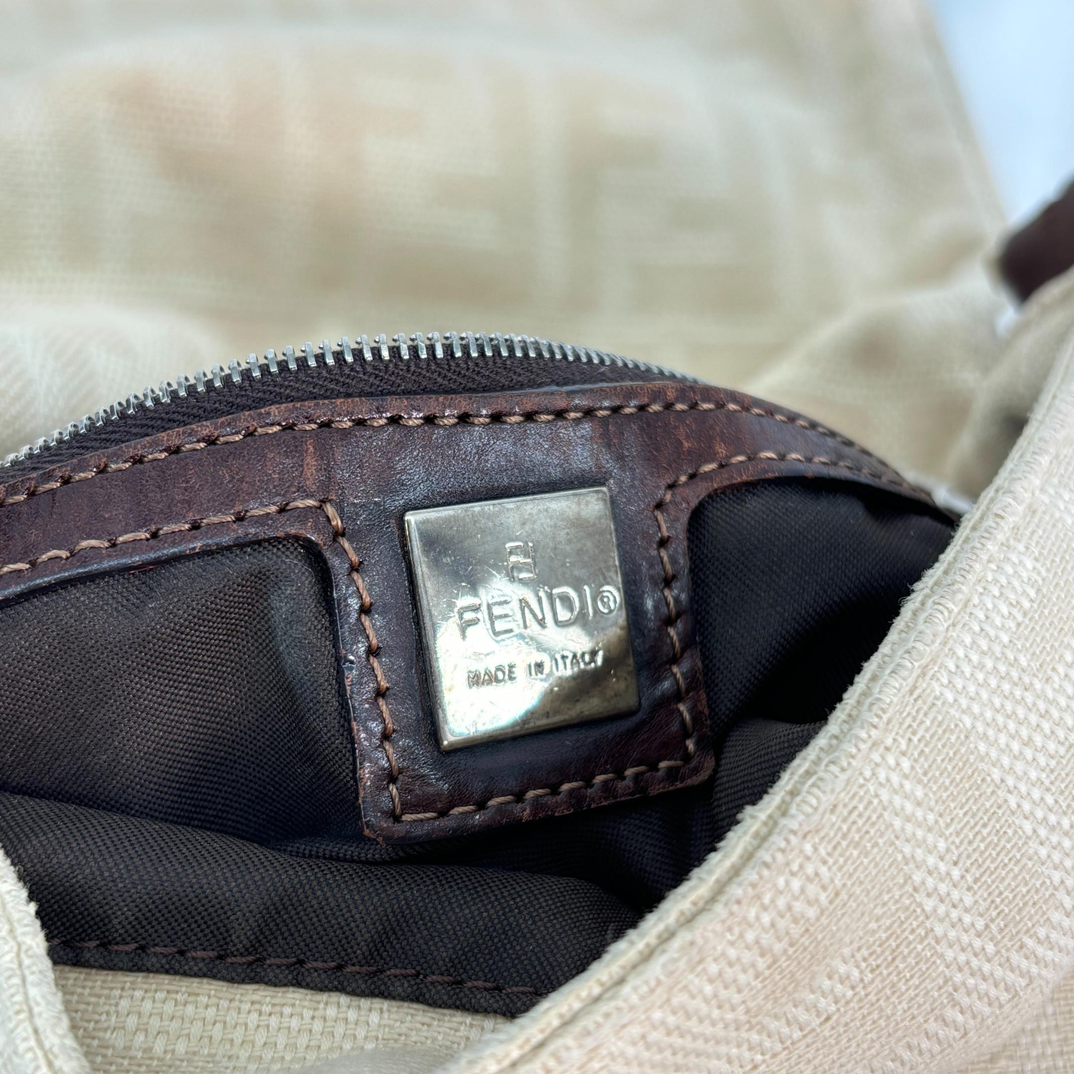 Fendi Mamma Baguette Bag Beige Zucca Monogram