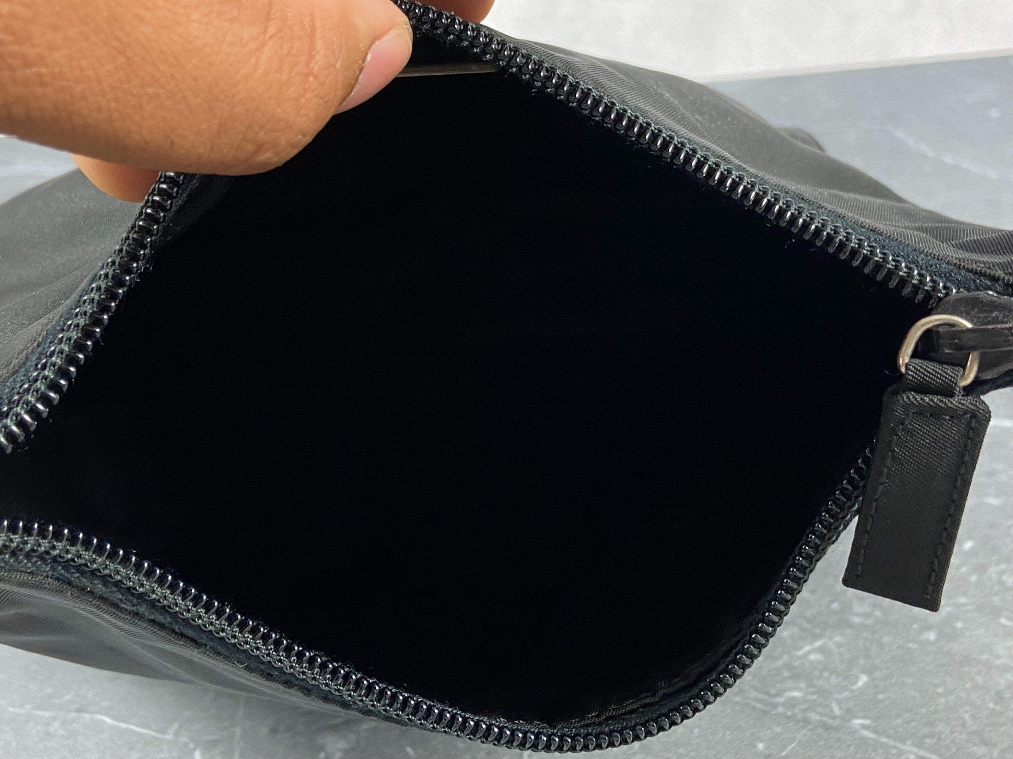 Prada Tessuto Hobo Mini Bag / Pochette Black