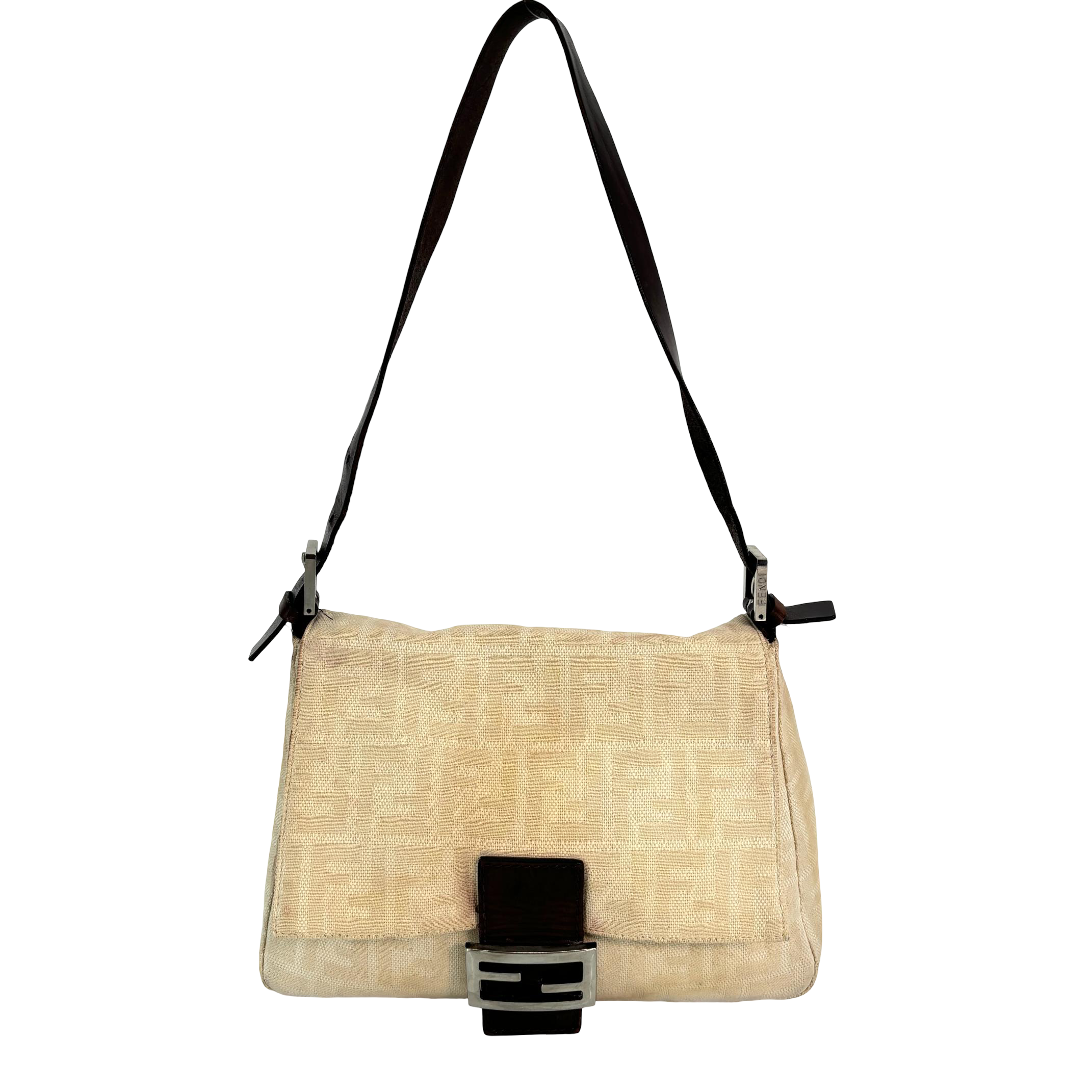 Fendi Mamma Baguette Bag Beige Zucca Monogram