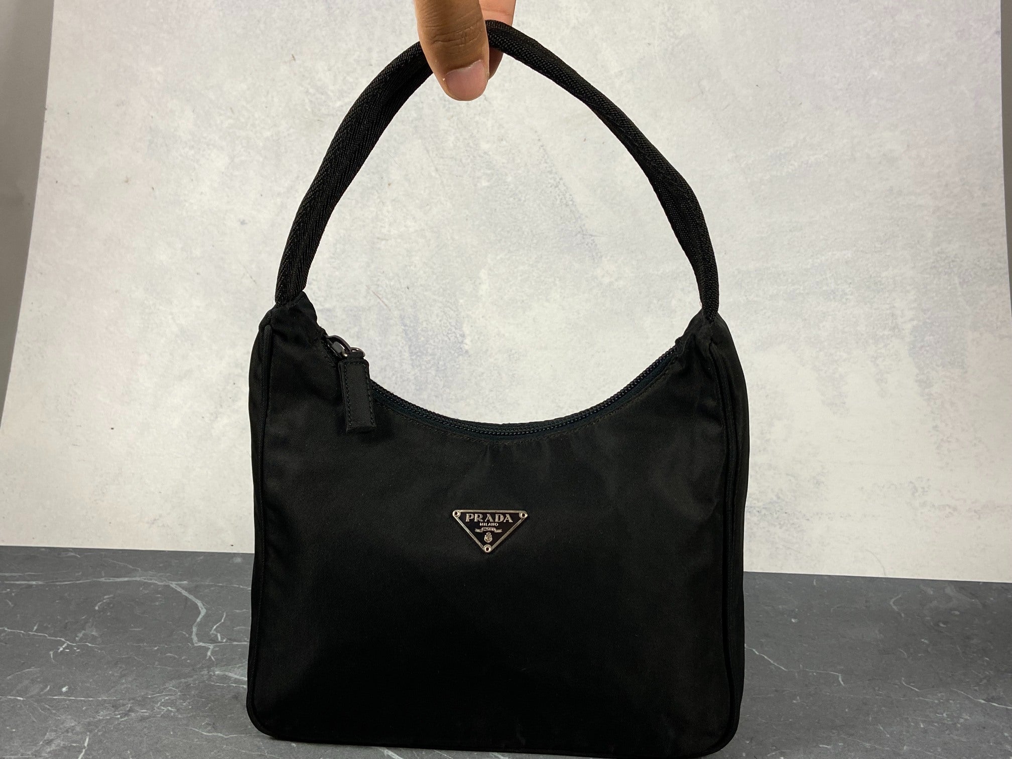 Prada Tessuto Hobo Mini Bag / Pochette Black