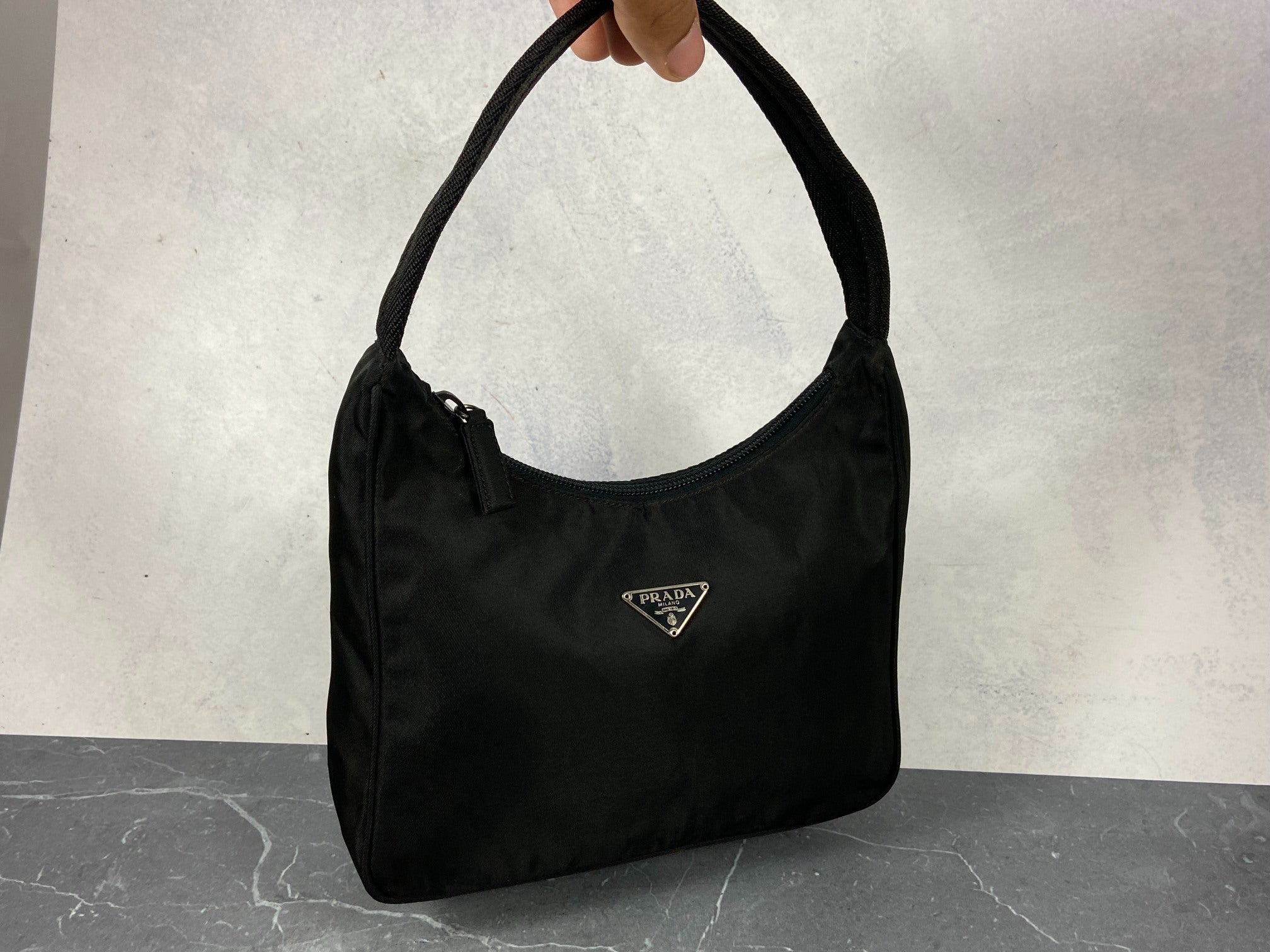 Prada Tessuto Hobo Mini Bag / Pochette Black