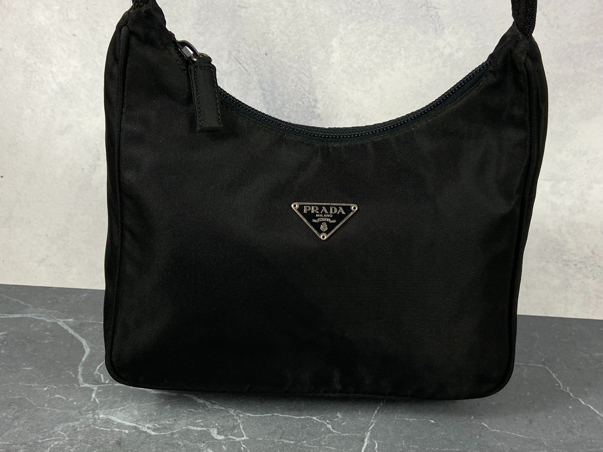 Prada Tessuto Hobo Mini Bag / Pochette Black