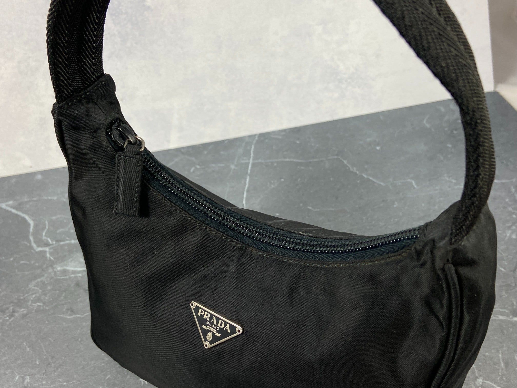 Prada Tessuto Hobo Mini Bag / Pochette Black