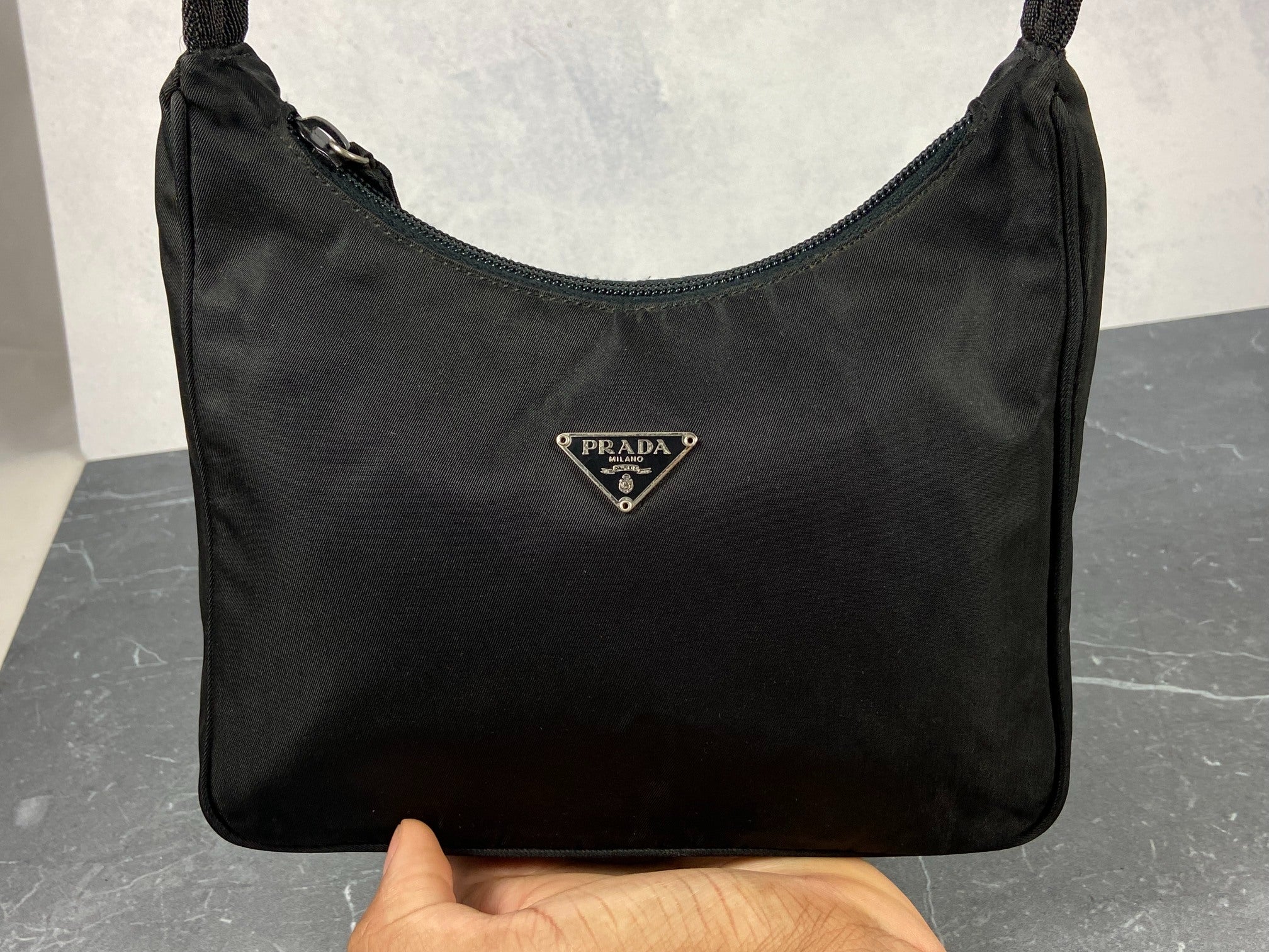 Prada Tessuto Hobo Mini Bag / Pochette Black