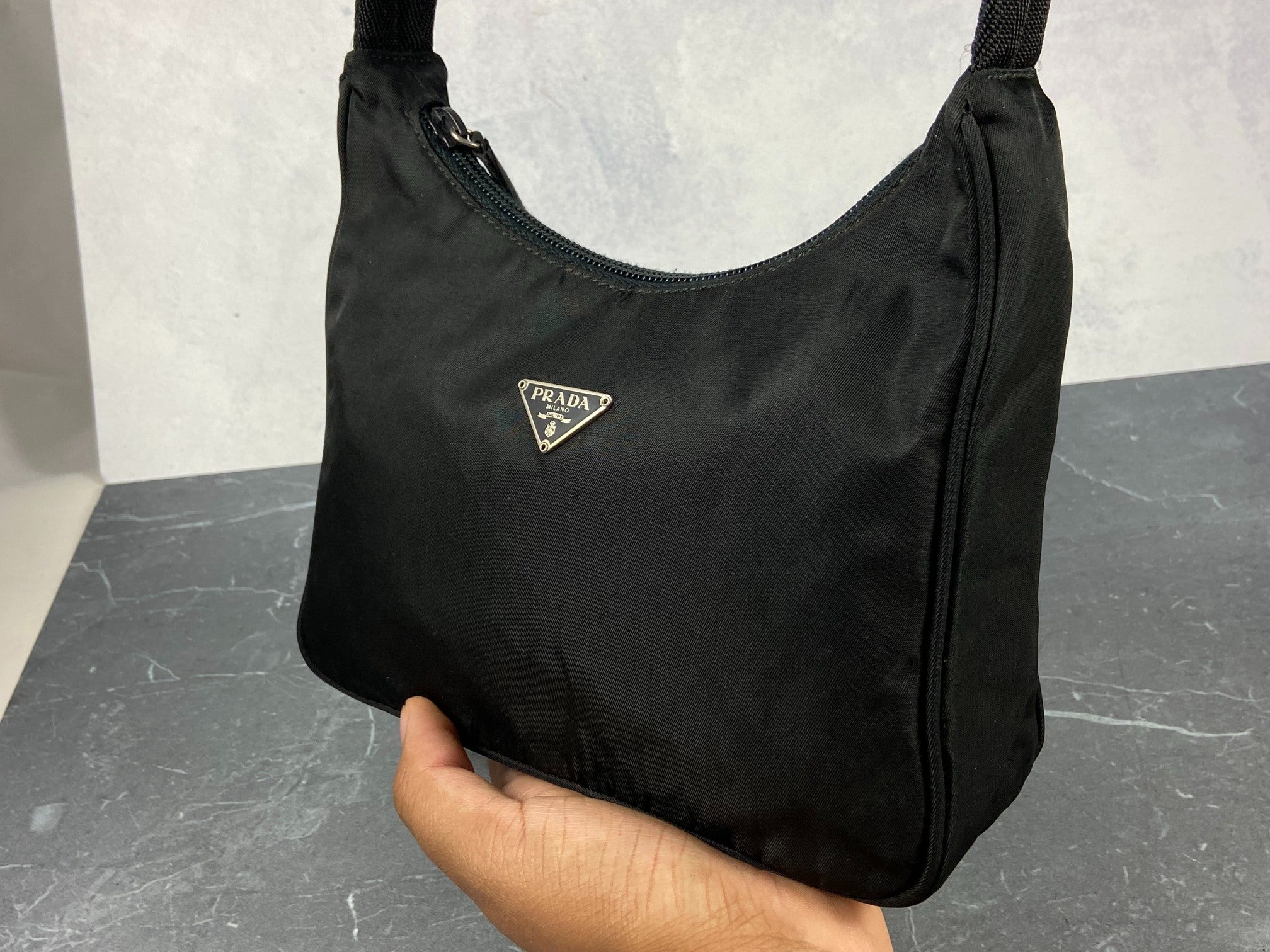 Prada Tessuto Hobo Mini Bag / Pochette Black