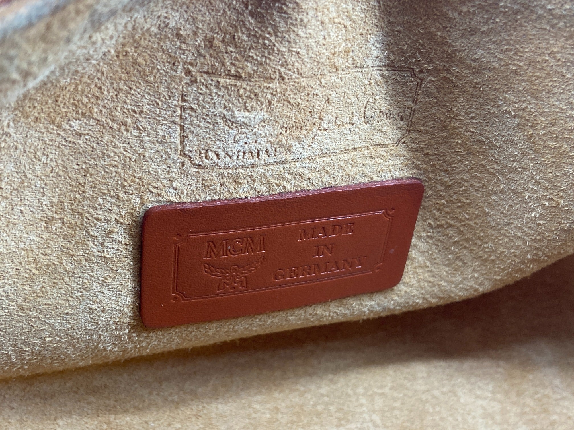 MCM Shoulder Bag Beige Visetos Cognac Monogram