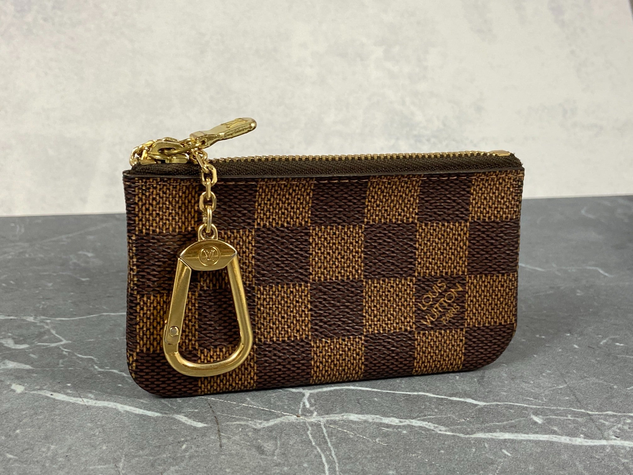 Louis Vuitton Pochette Cles Key Pouch Damier Ebene Canvas