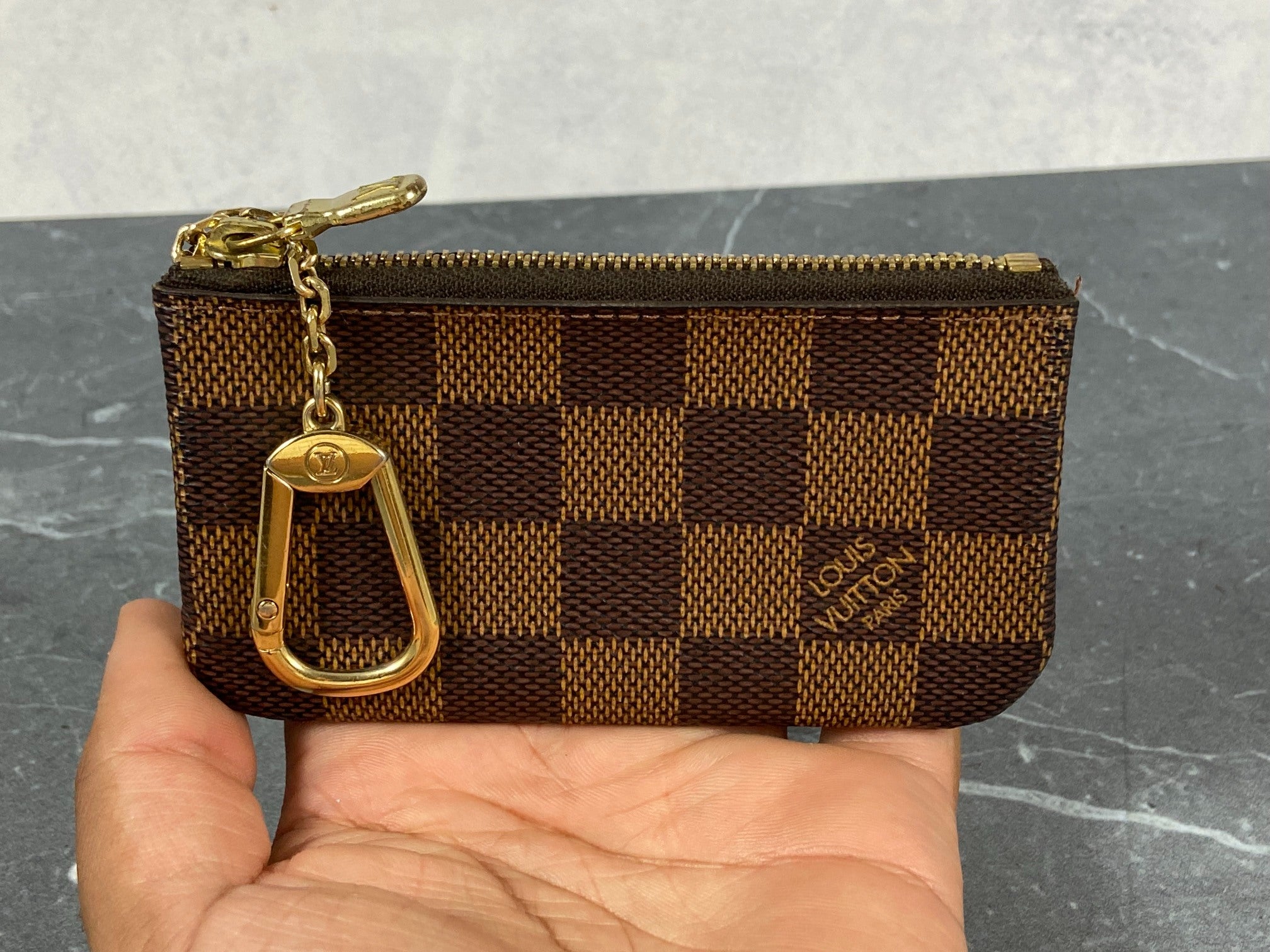 Louis Vuitton Pochette Cles Key Pouch Damier Ebene Canvas