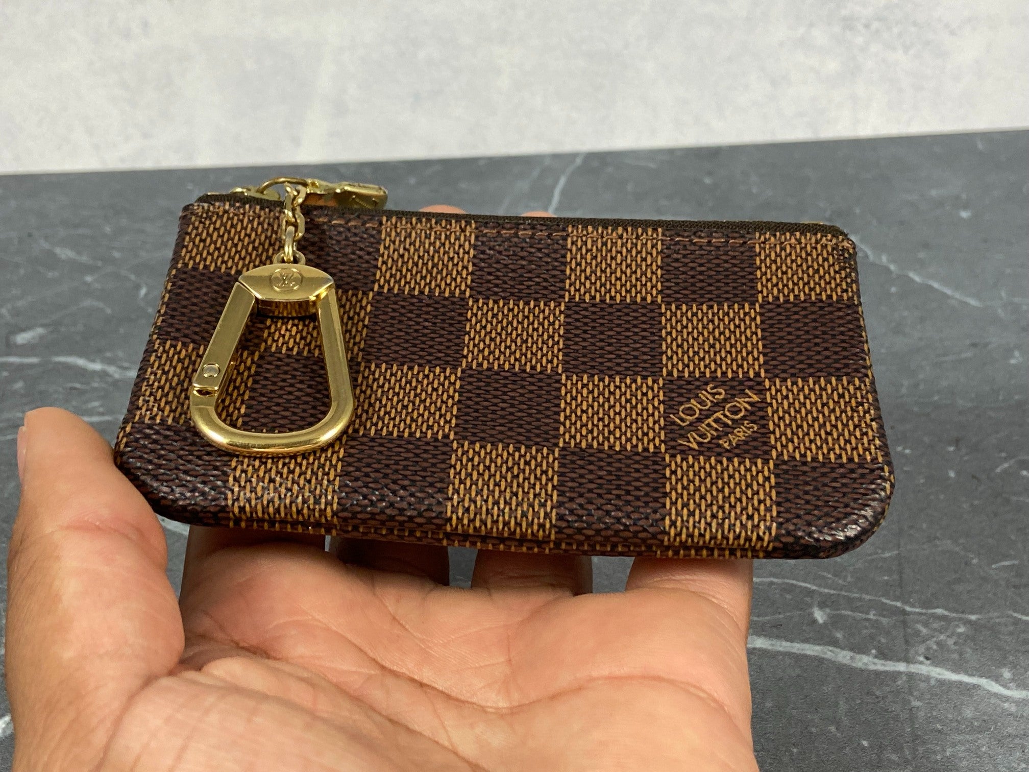 Louis Vuitton Pochette Cles Key Pouch Damier Ebene Canvas