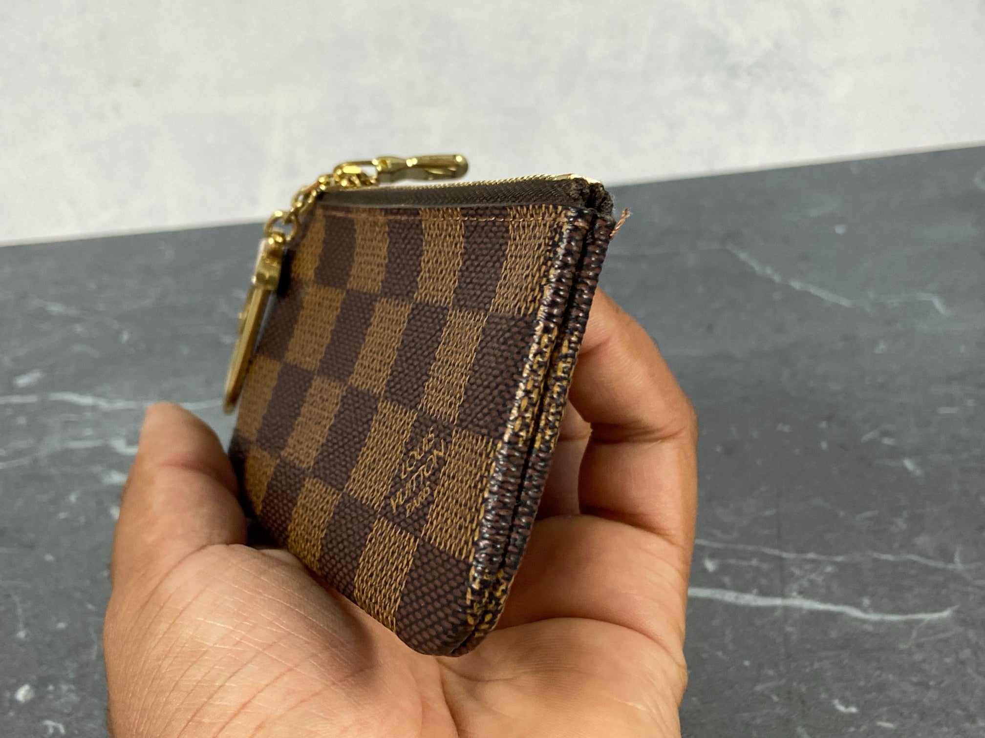 Louis Vuitton Pochette Cles Key Pouch Damier Ebene Canvas