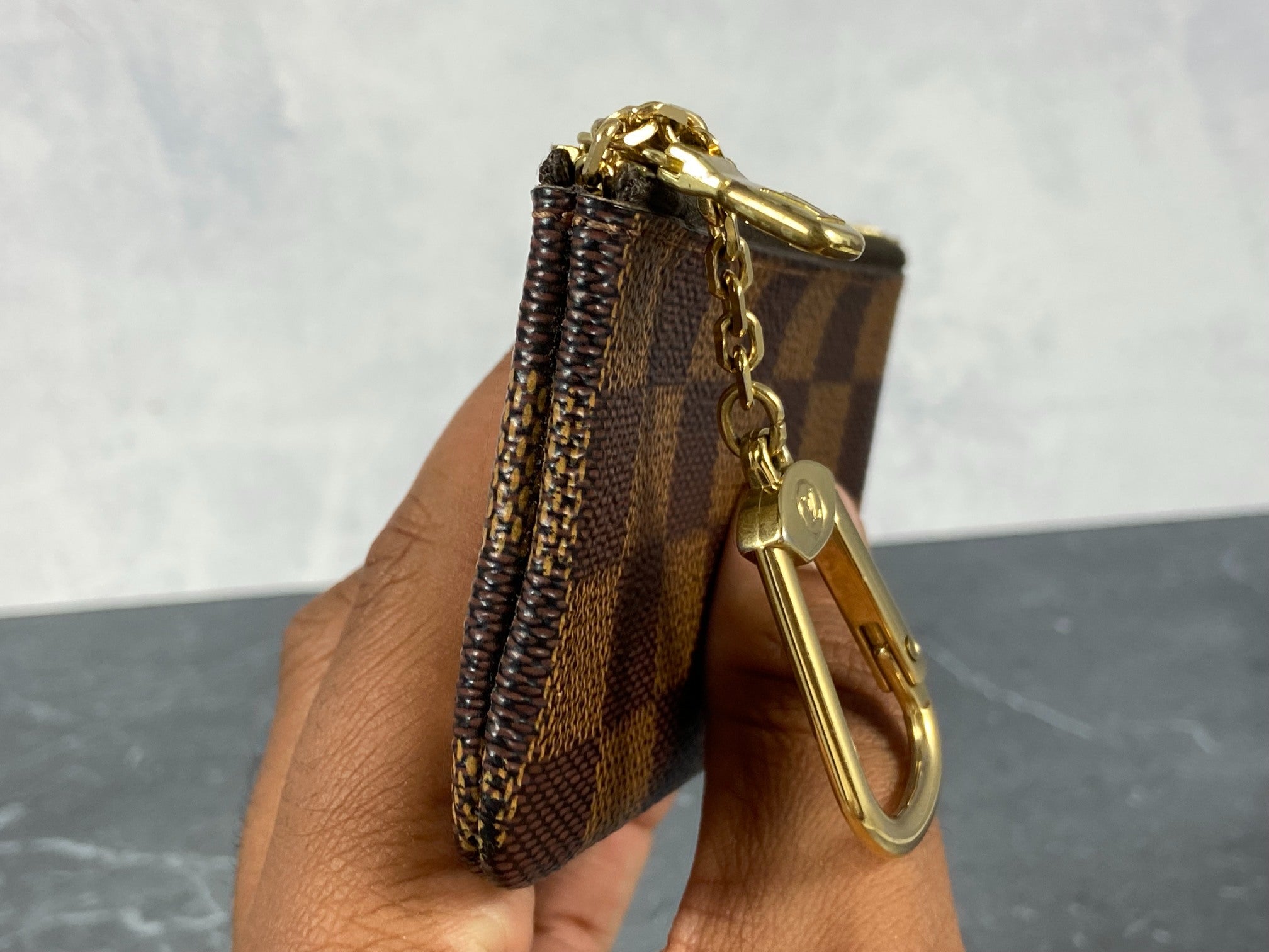 Louis Vuitton Pochette Cles Key Pouch Damier Ebene Canvas