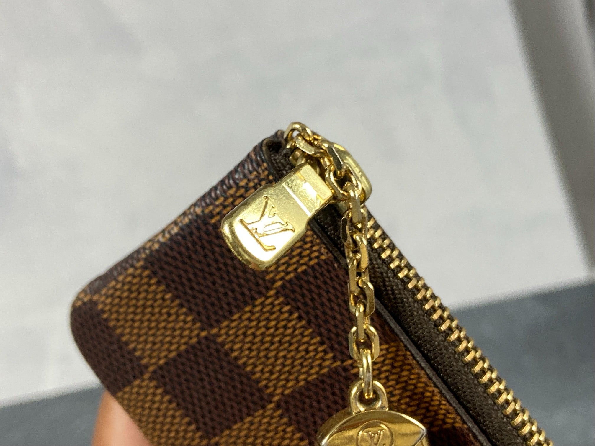 Louis Vuitton Pochette Cles Key Pouch Damier Ebene Canvas