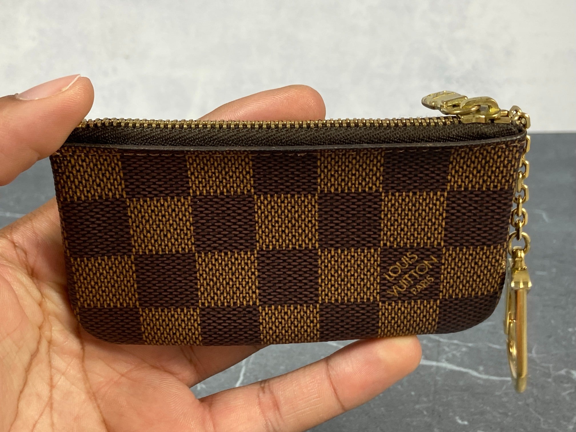 Louis Vuitton Pochette Cles Key Pouch Damier Ebene Canvas