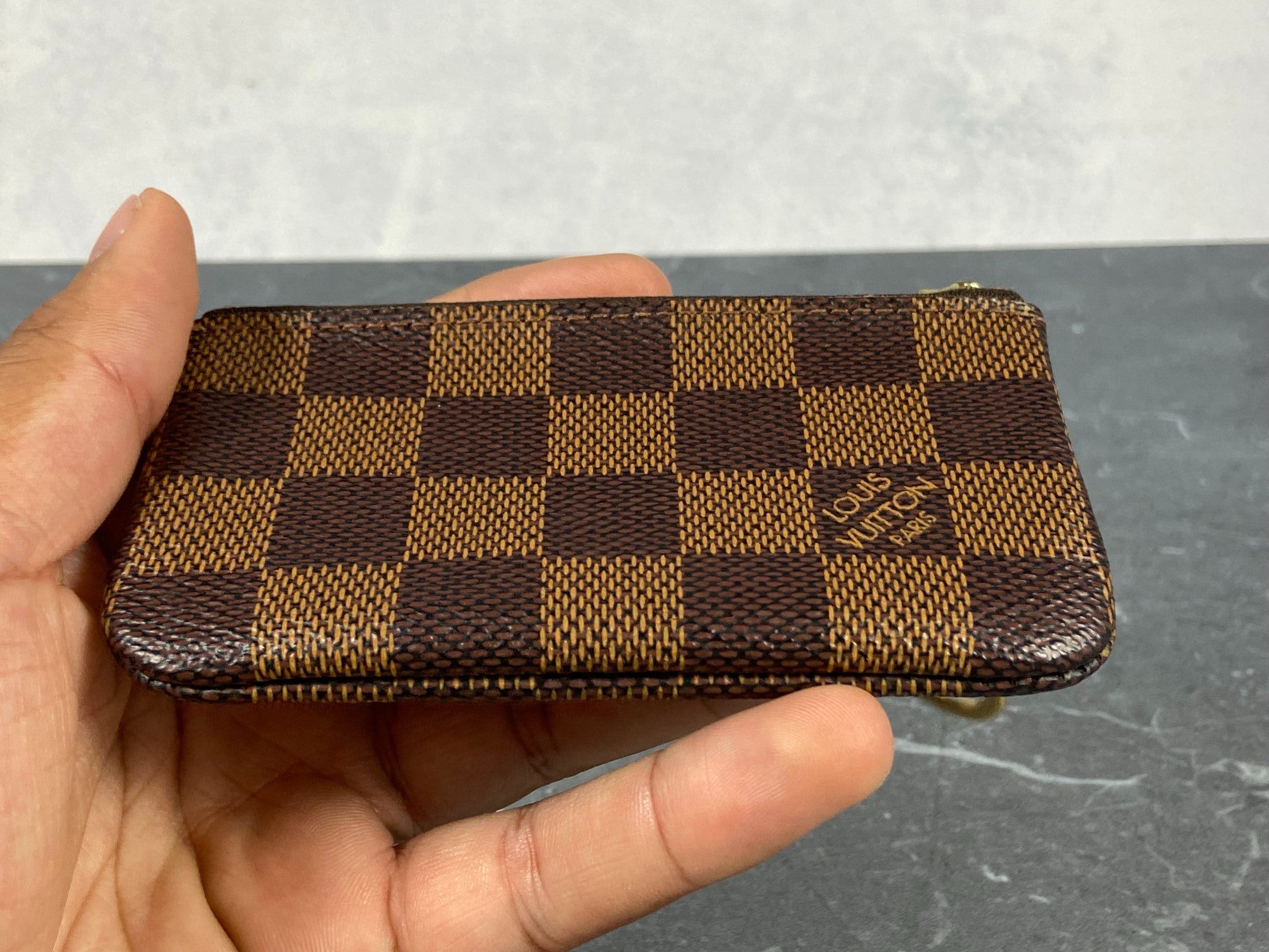Louis Vuitton Pochette Cles Key Pouch Damier Ebene Canvas