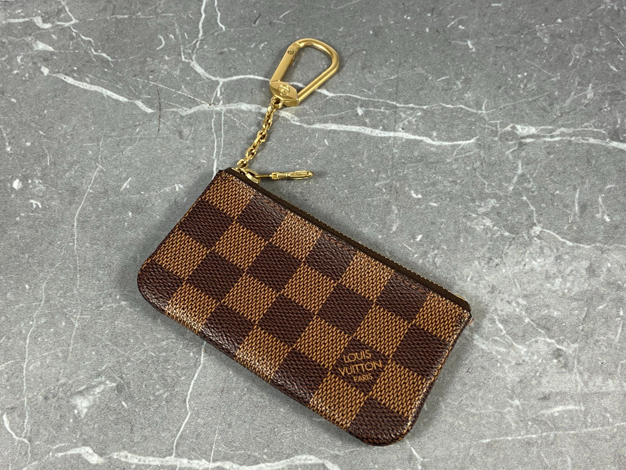 Louis Vuitton Pochette Cles Key Pouch Damier Ebene Canvas