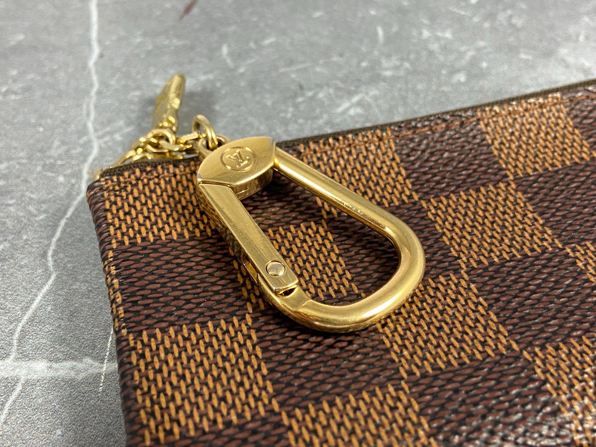 Louis Vuitton Pochette Cles Key Pouch Damier Ebene Canvas