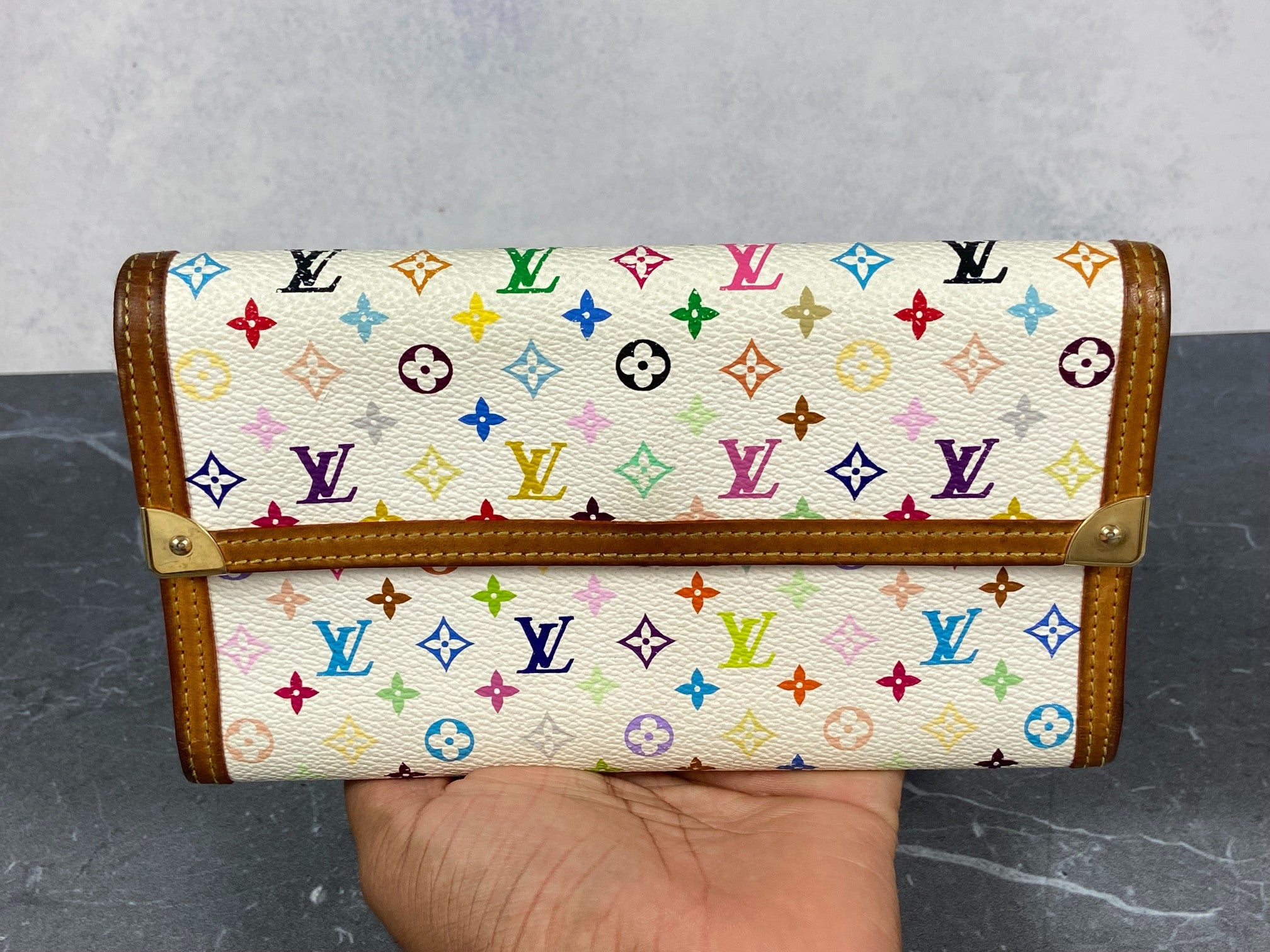 Louis Vuitton x Takashi Murakami Porte Tresor International Wallet White Multicolor