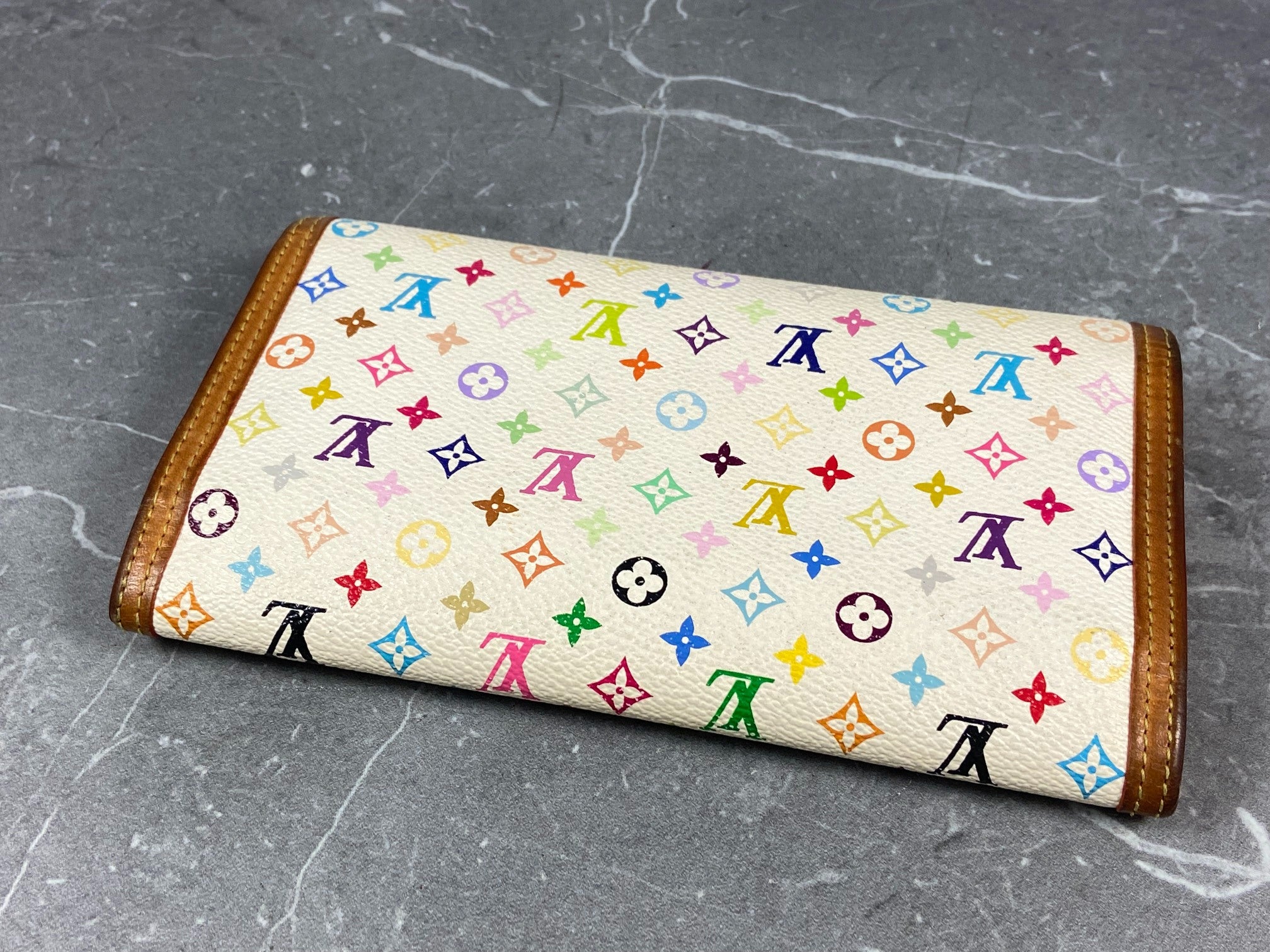 Louis Vuitton x Takashi Murakami Porte Tresor International Wallet White Multicolor
