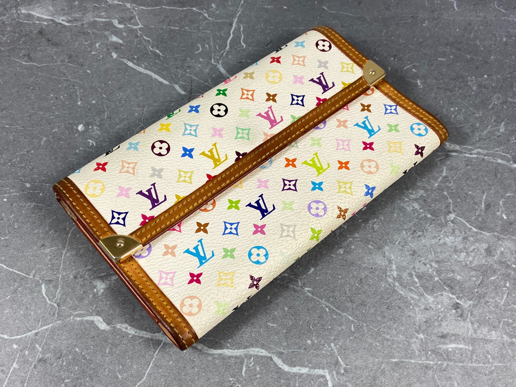 Louis Vuitton x Takashi Murakami Porte Tresor International Wallet White Multicolor