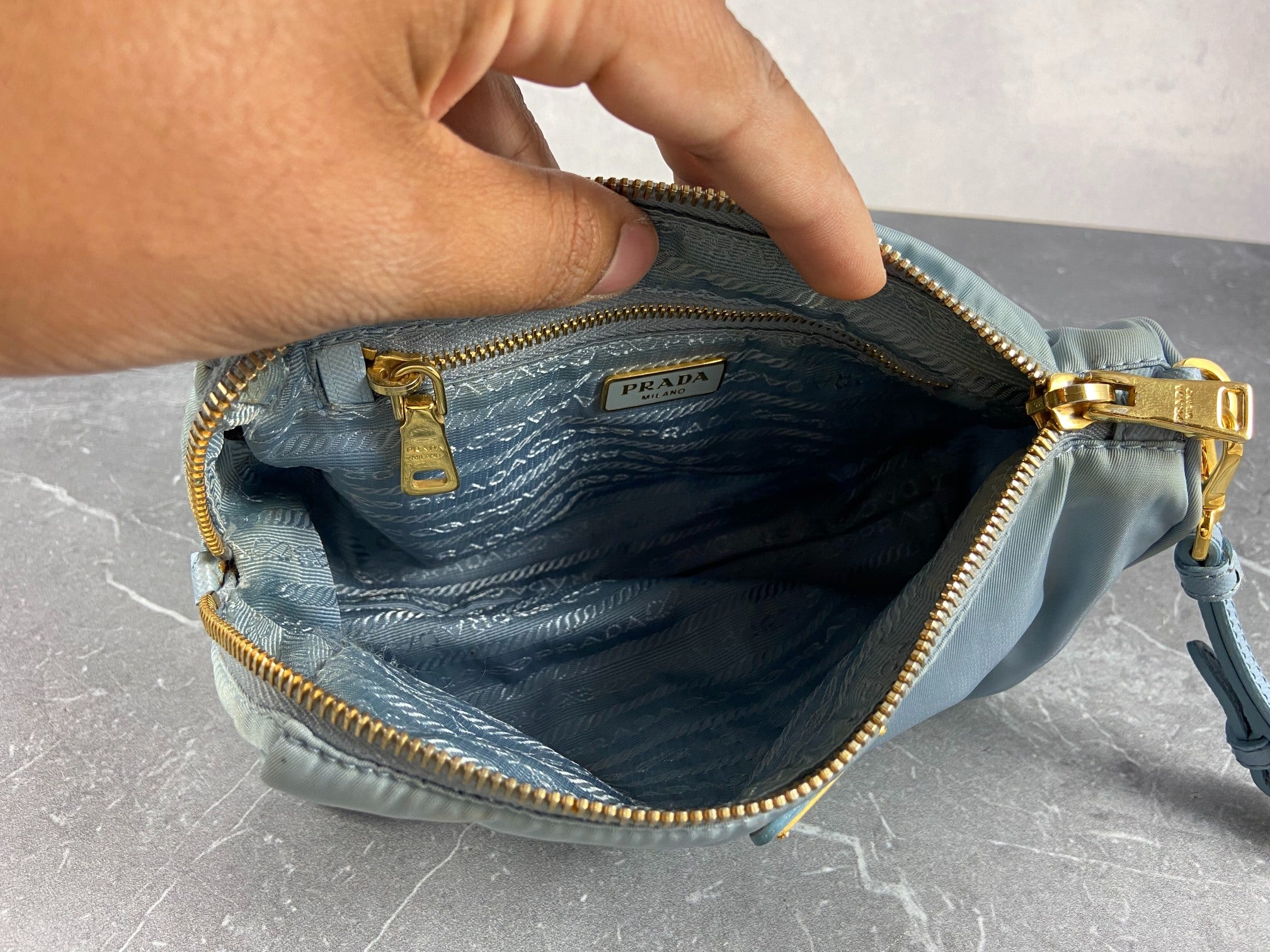 Prada 1N1866 Tessuto Nylon Clutch / Pouch Pervinca
