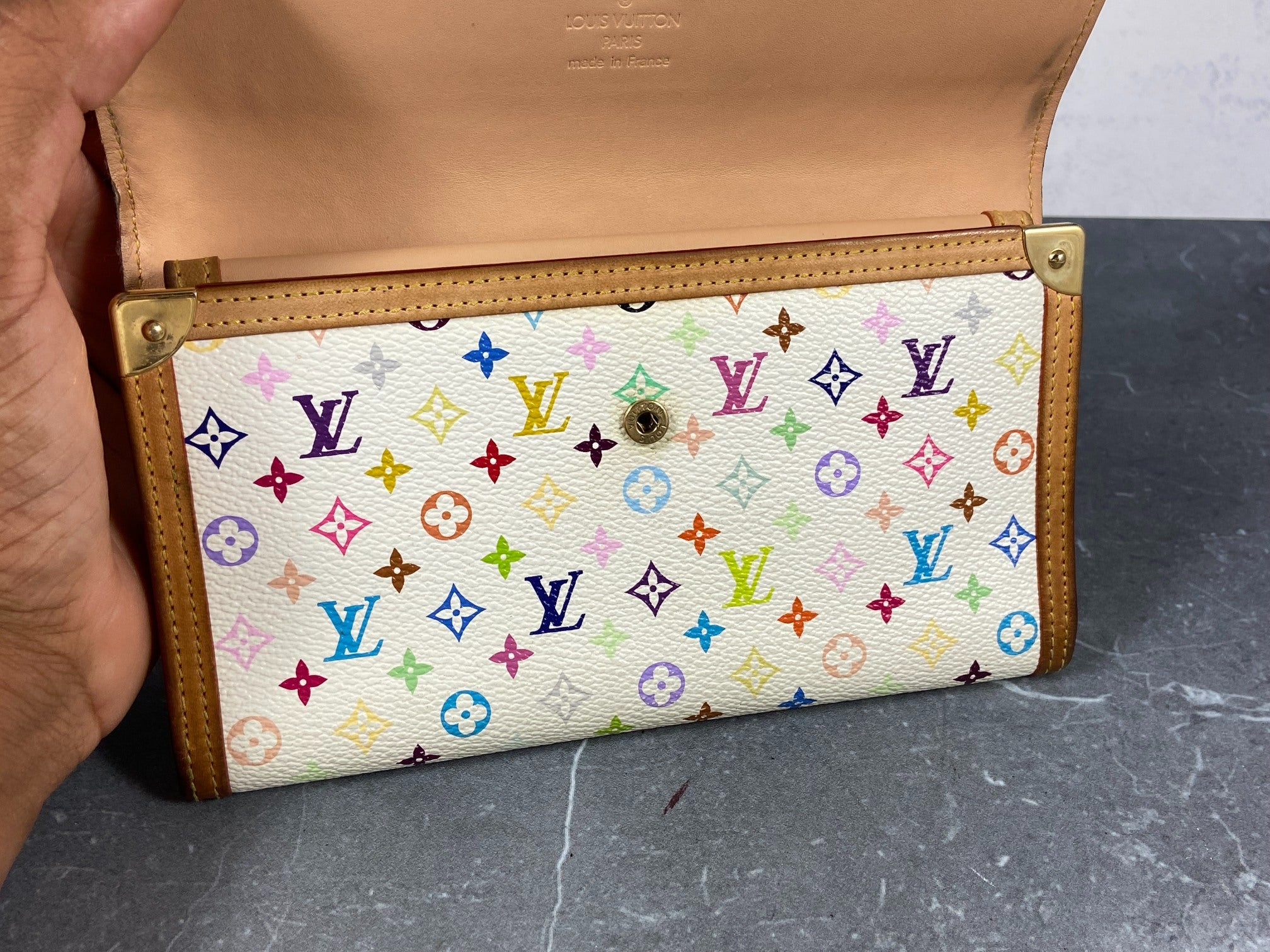 Louis Vuitton x Takashi Murakami Porte Tresor International Wallet White Multicolor