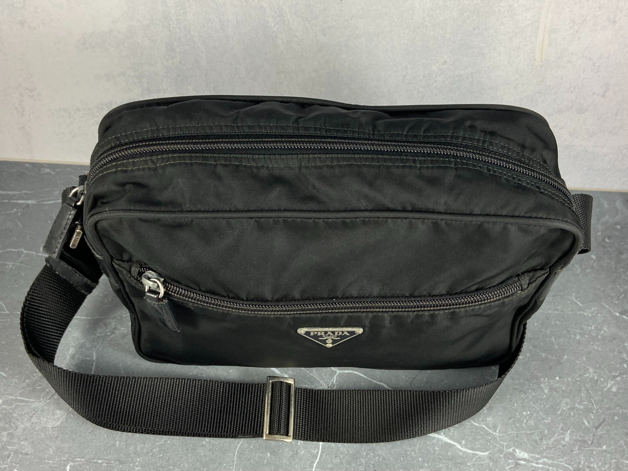 Prada Tessuto Nylon Shoulder / Messenger Bag Black