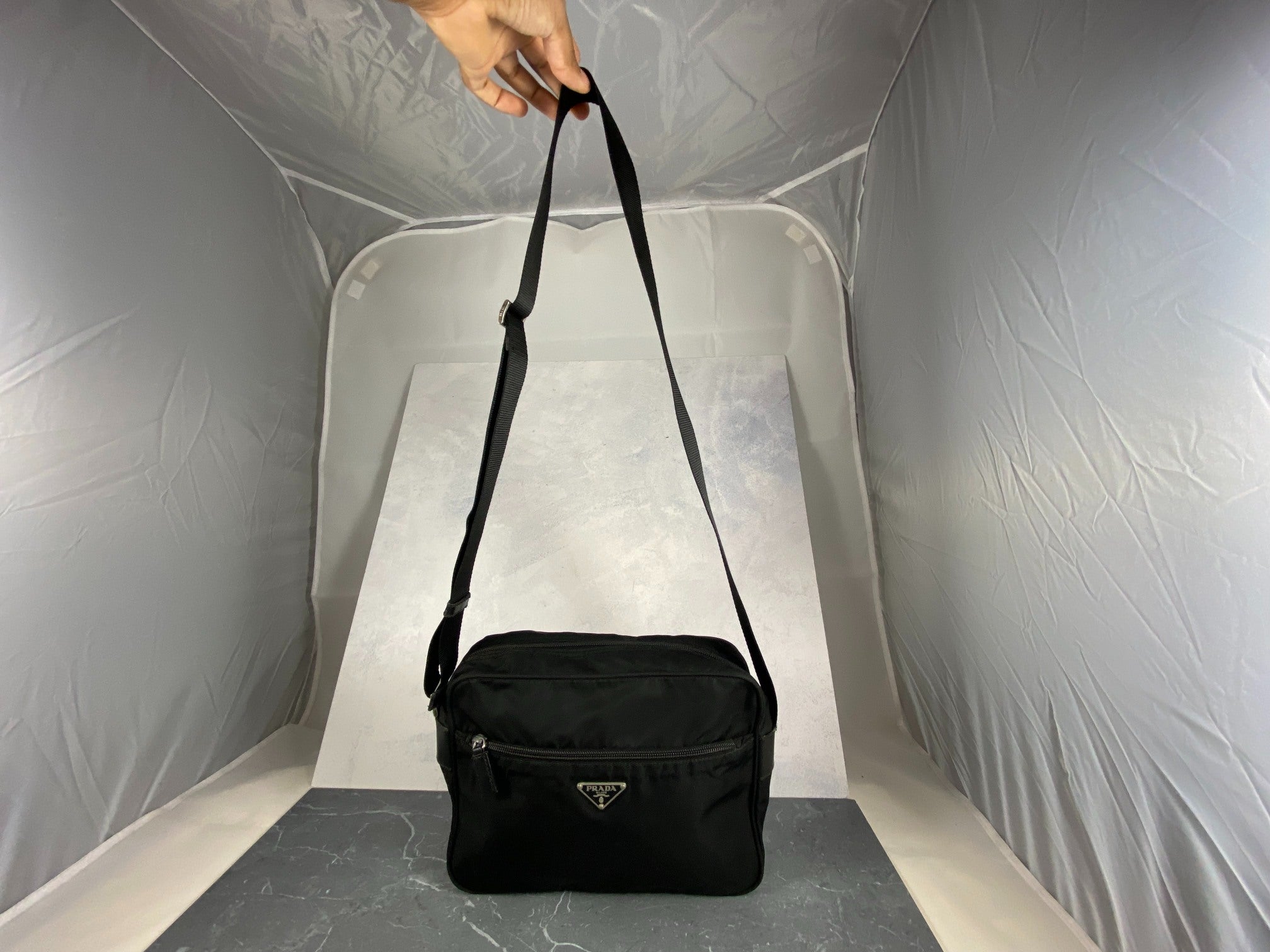 Prada Tessuto Nylon Shoulder / Messenger Bag Black