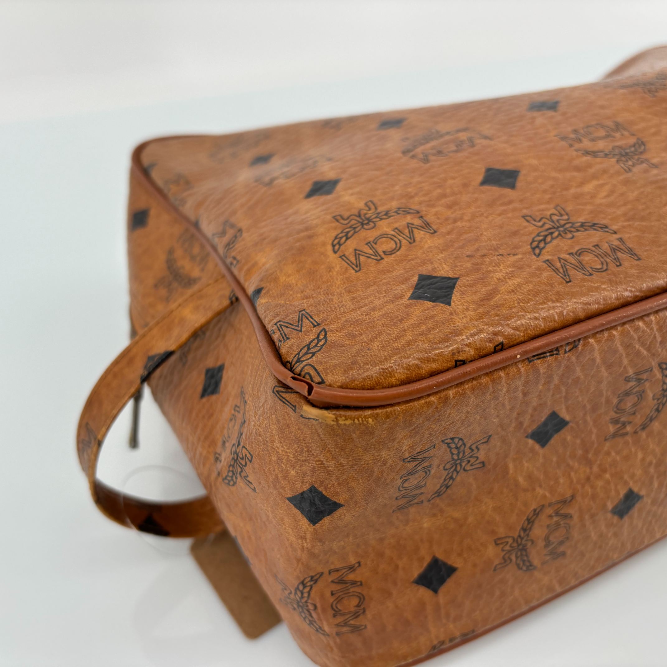 MCM Toiletry Pouch Beige Visetos Cognac Monogram
