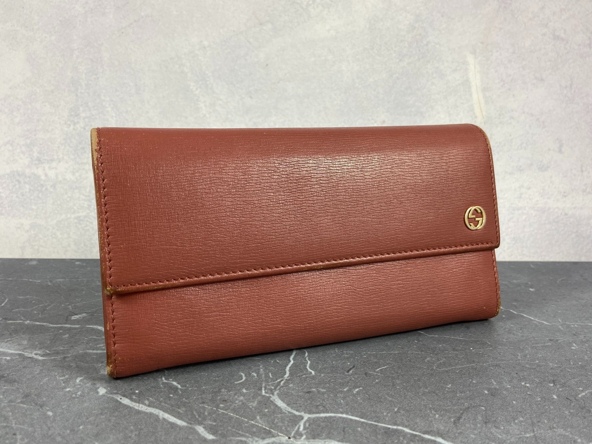 Gucci Long Wallet Light Red Leather