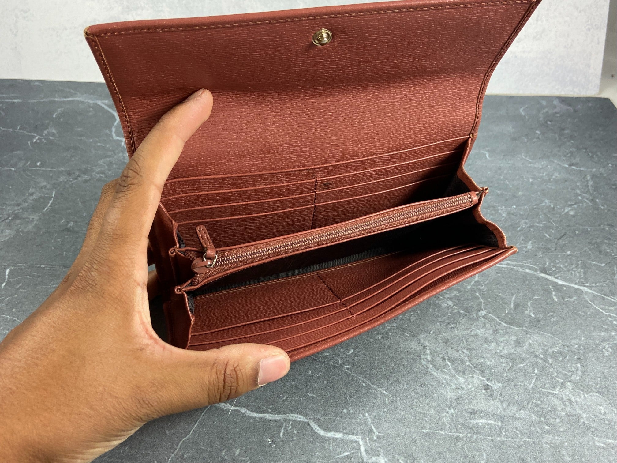 Gucci Long Wallet Light Red Leather