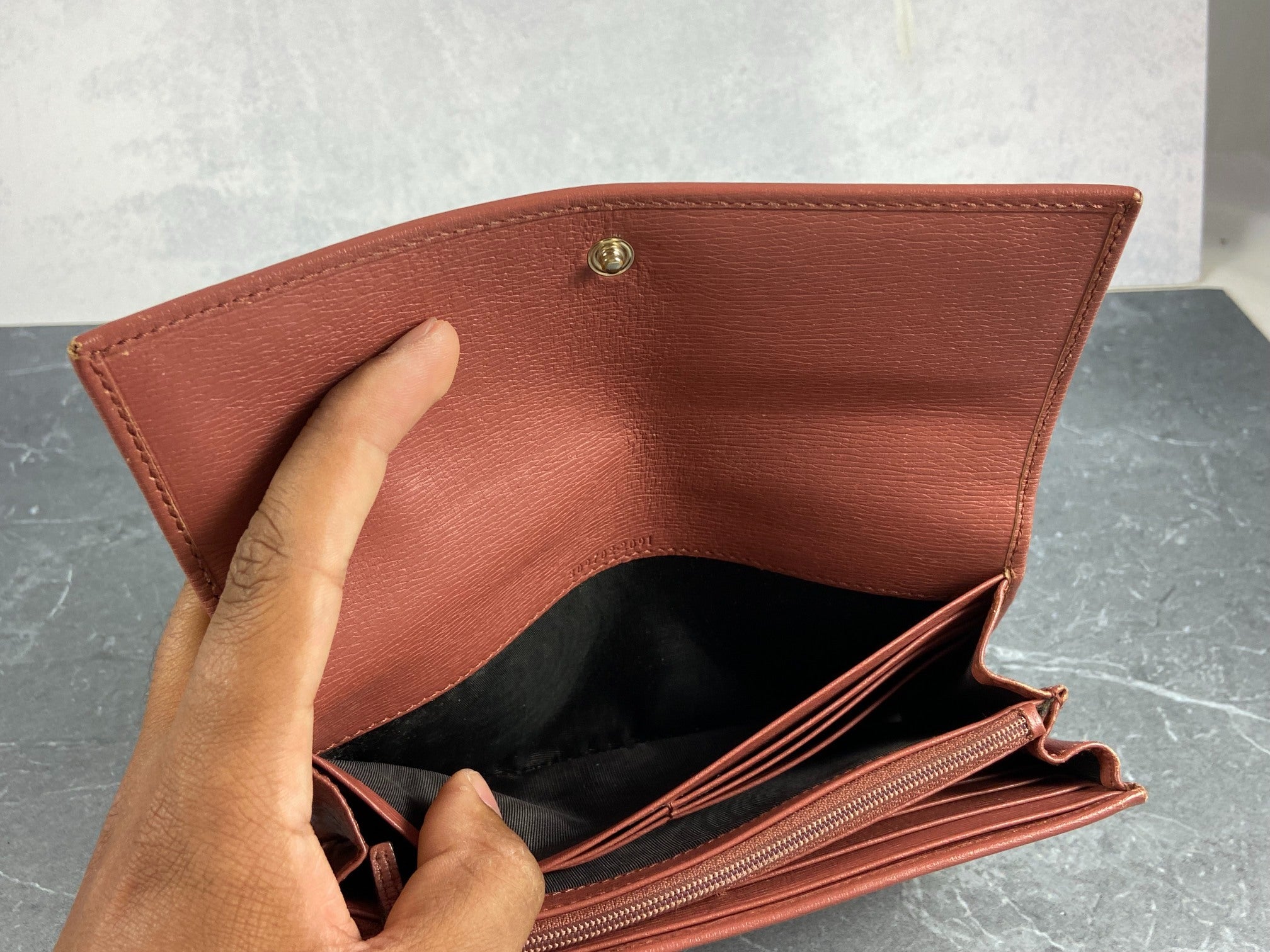 Gucci Long Wallet Light Red Leather