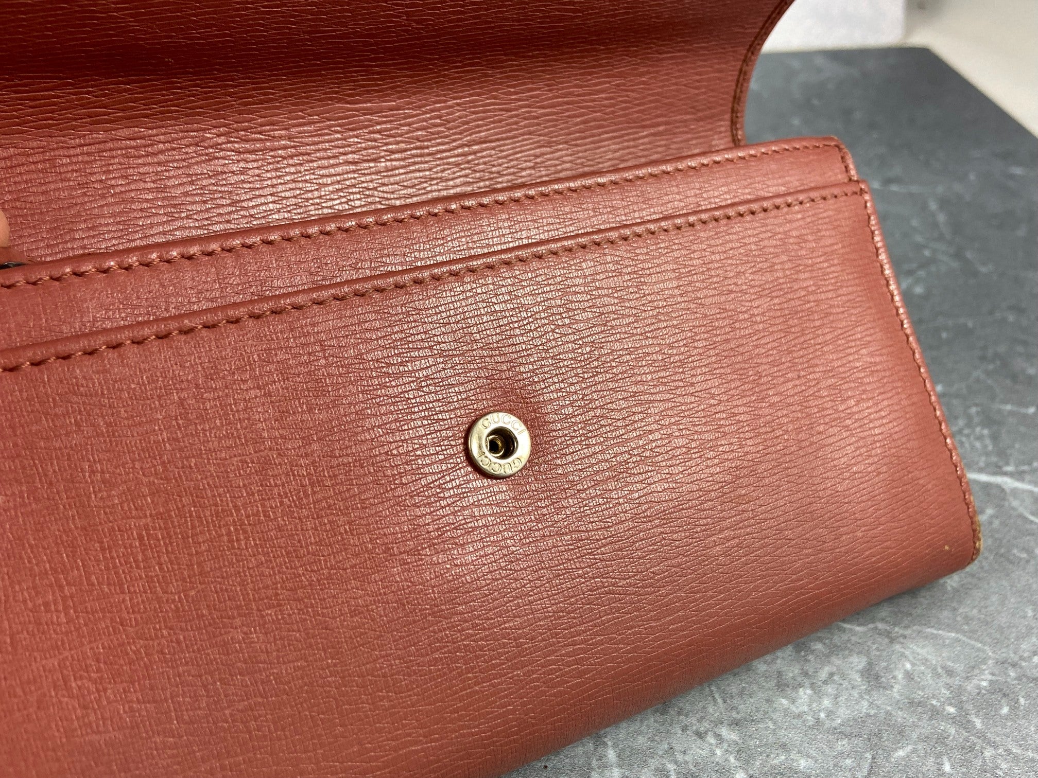 Gucci Long Wallet Light Red Leather