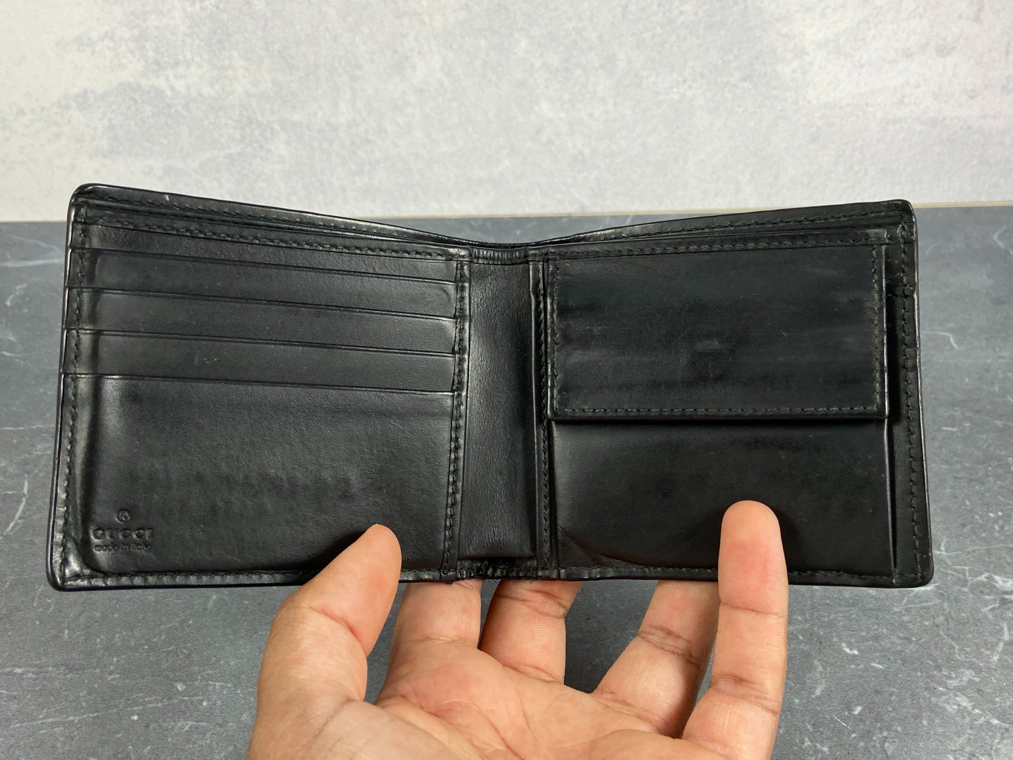 Gucci Bifold Wallet Black GG Monogram Leather
