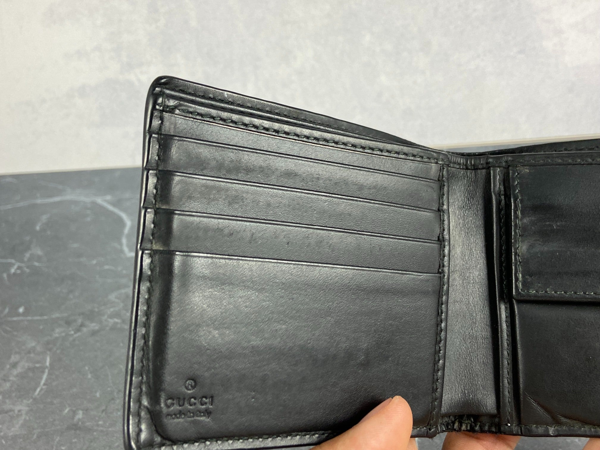 Gucci Bifold Wallet Black GG Monogram Leather